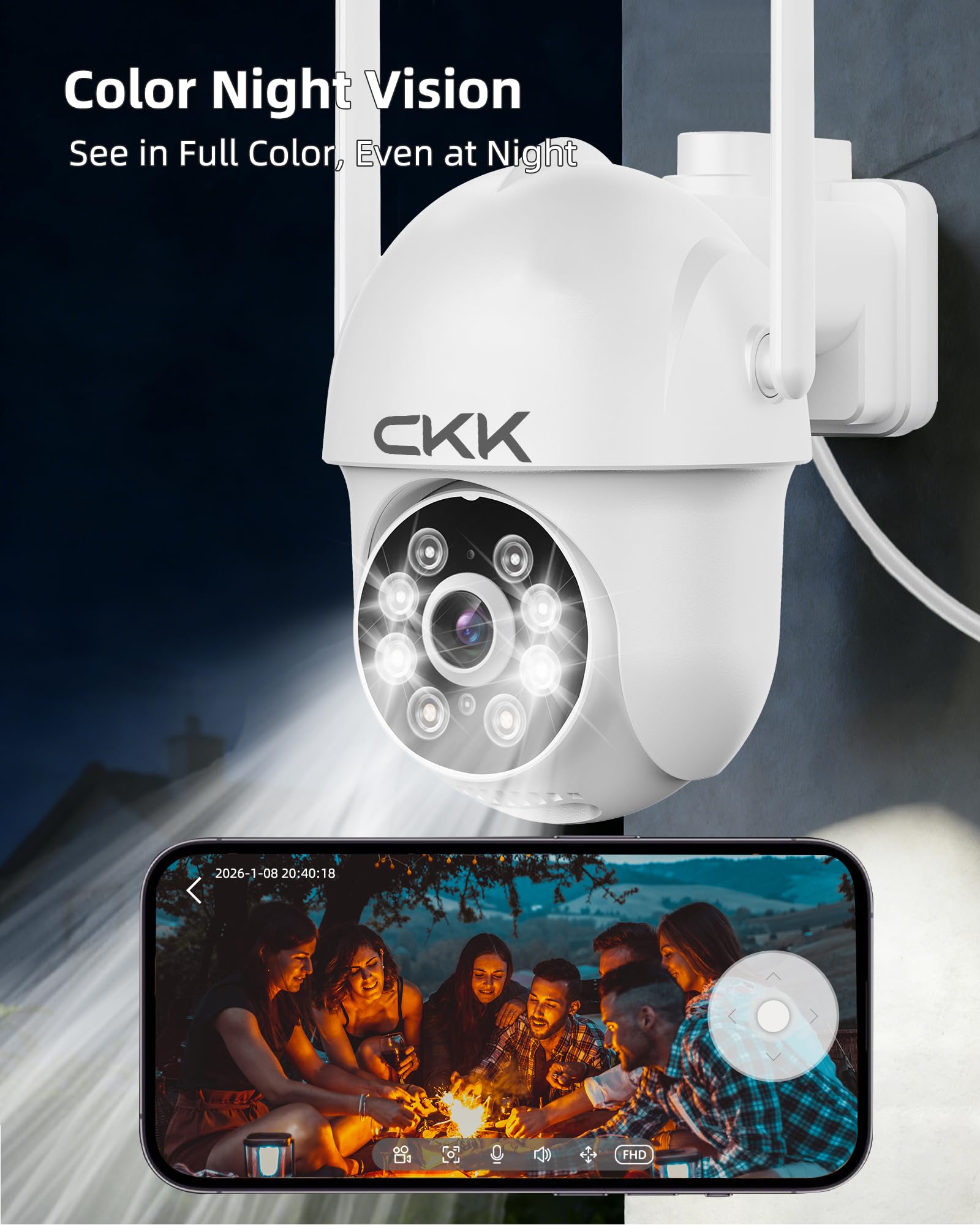 CKK 2K Überwachungskamera Outdoor 2Pack, 2.4/5G WiFi Kameras für Home Security