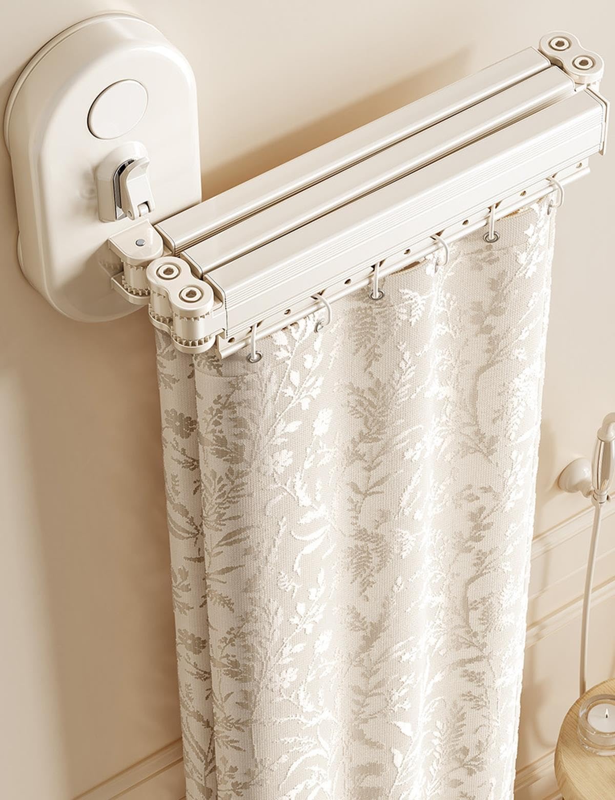 Tringle Rideau Douche sans Percage Pliable avec Double Ventouses
