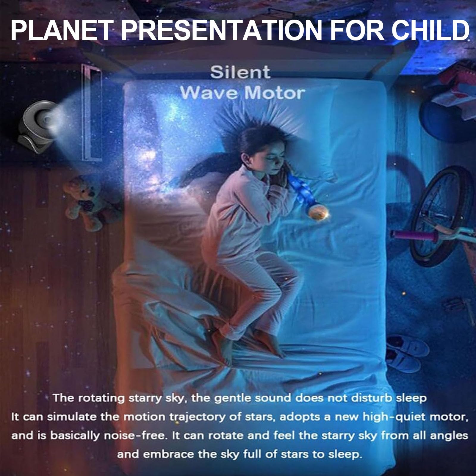Veilleuse Galaxie, Projecteur Ciel Étoilé LED avec 6 Disques d'Étoiles, Portée de Projection de 2,8 m et Zone de Projection de 12 m², Idéal pour décorer fêtes, anniversaires, réunions de famille et