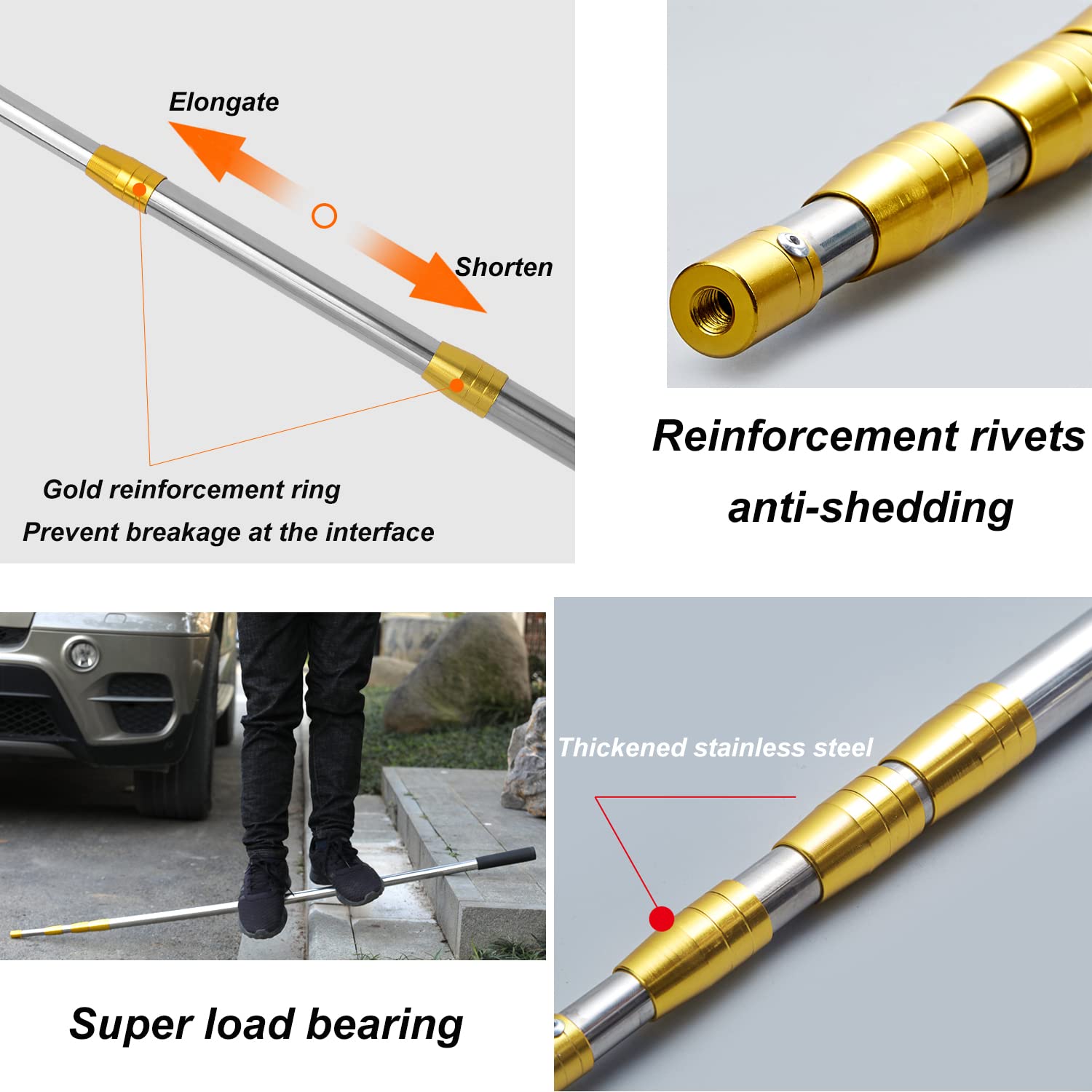 ERSTUME 170cm Fruit Picker with Telescoping Handle Lightweight Apple Picker with Fabric Bags Outdoor Pick-Up Tools for Lemons Apples Pears Peaches Mangoes Oranges