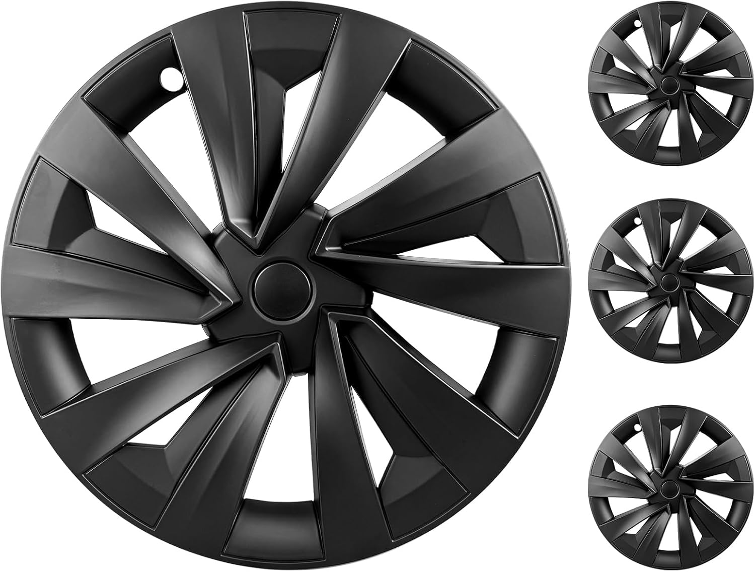 4pcs wheel covers for new tesla model y juniper 19 inch 2025-2026, hubcaps fits for tesla model y juniper, rim cover protector wheel cover,matte black