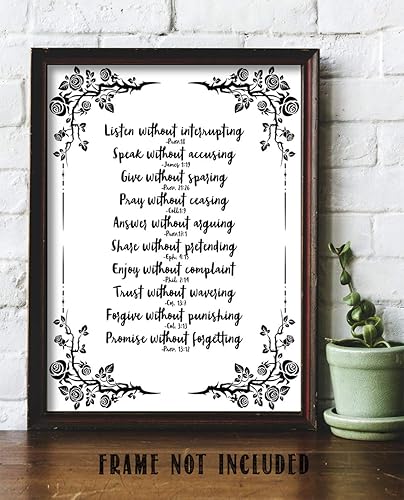 Miniatura 6 de Arte de pared con cita bíblica de reglas de matrimonio, citas bíblicas para amor, impresión artística en blanco y negro, regalos cristianos para