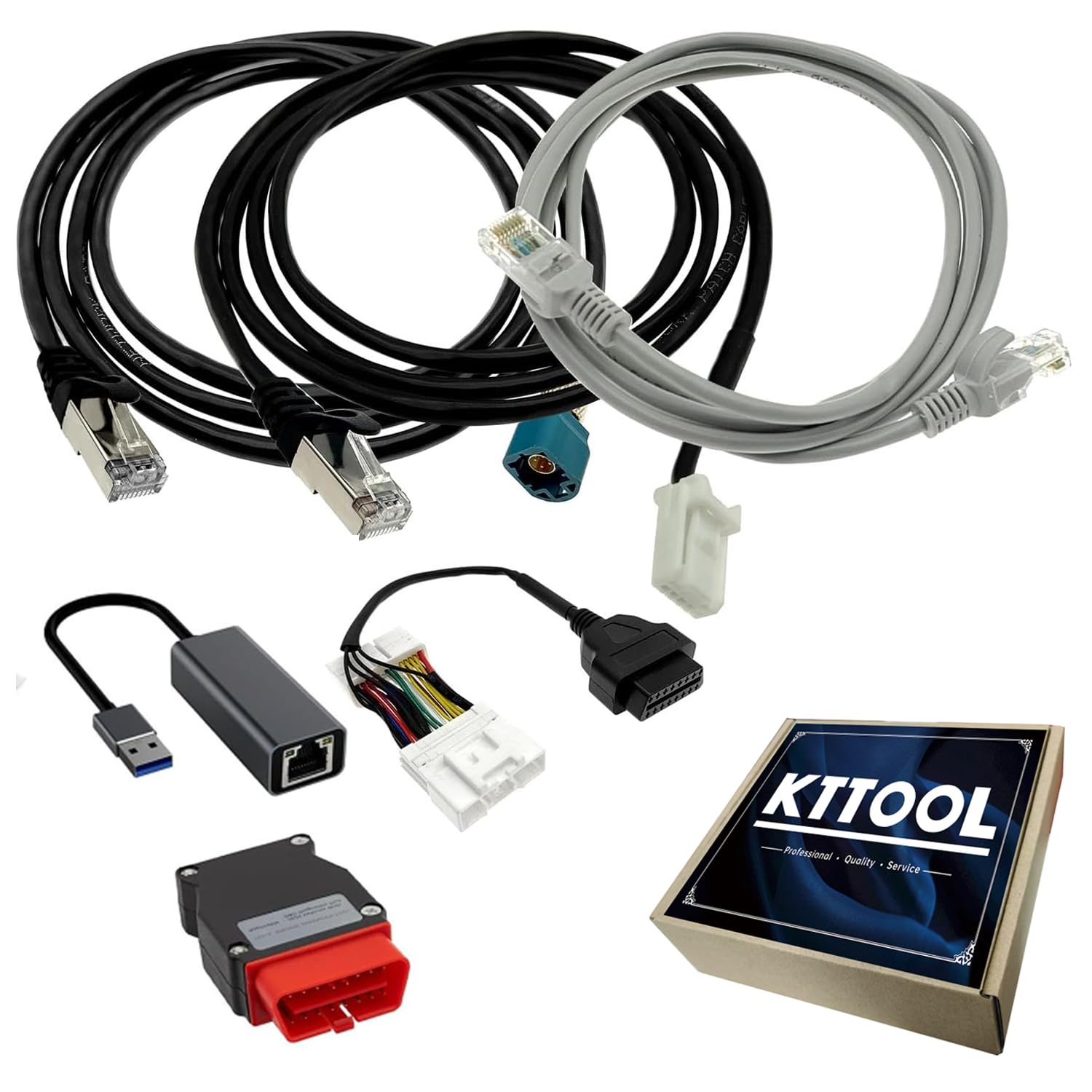 6 Pcs Diagnostic Cables Set for Tesla Model S 3 X Y, USB OBD2 Diagnostic Tools Adapter, with OBDII Adapter Harness 1013230-00-A, 1137658-00-C, 1930388-00-A