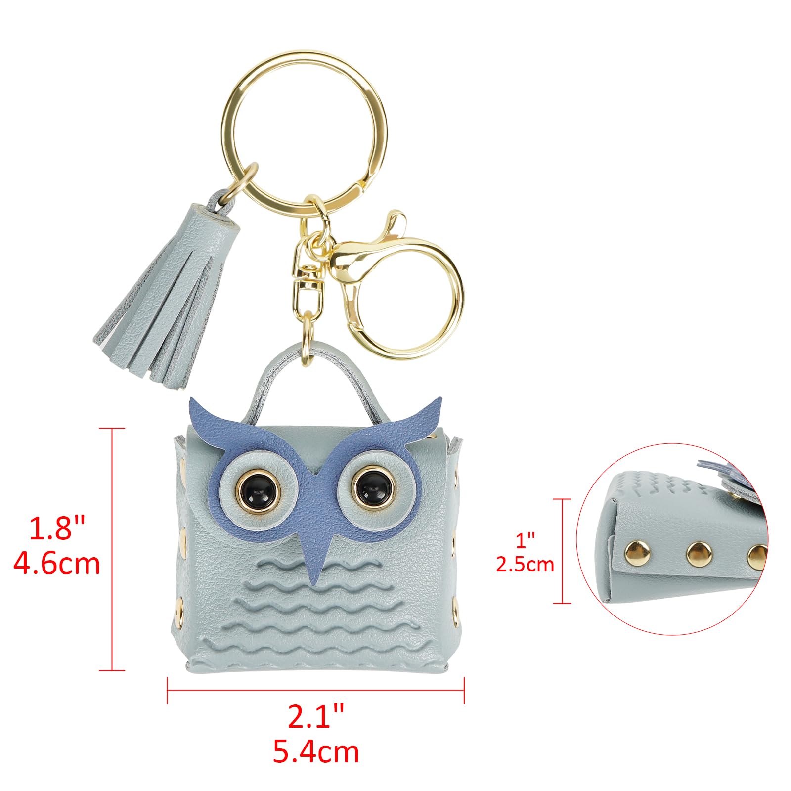 CAIRIAC Mini Coin Purse Keychain Cute Owl Backpack Change Wallet Bags Jewelry Pouch with Keyring for Women Storage Coins, Wireless Earbuds, Rings, Earrings (Blue)