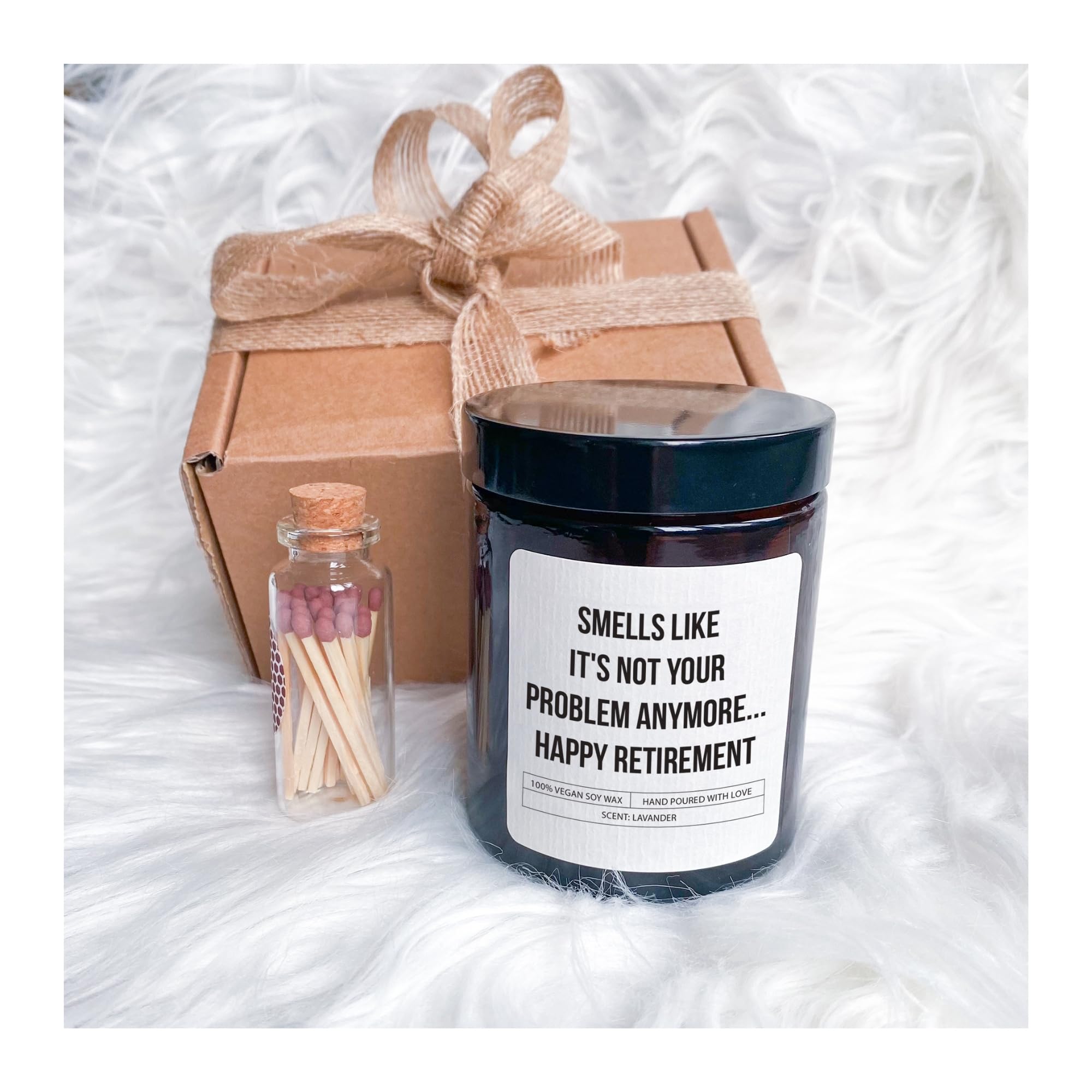 Pomchick - Retirement gift Scented Candle Smells like it's not your problem anymore... Happy Retirement Funny Retirement Gift Box for Her Him