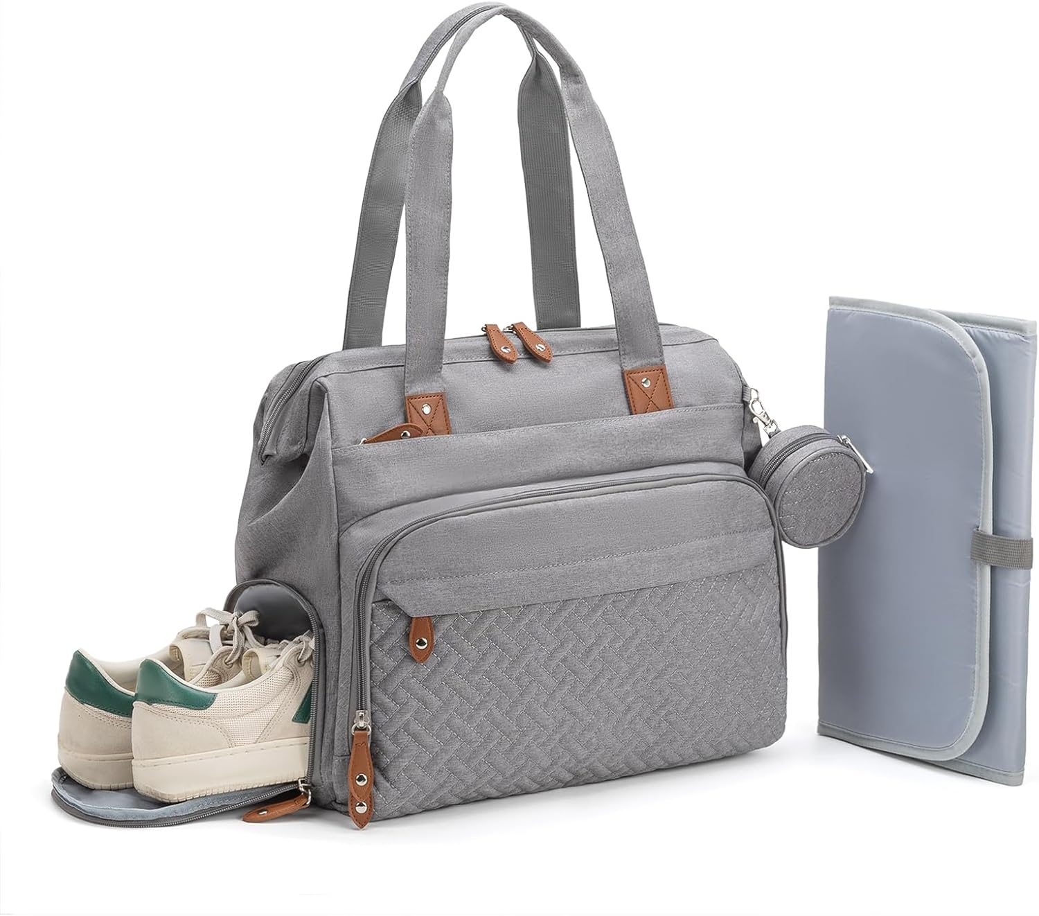 Diaper Bag with Changing Pad - Large Capacity Travel Diaper Bag Tote/Backpack for Mom and Dad