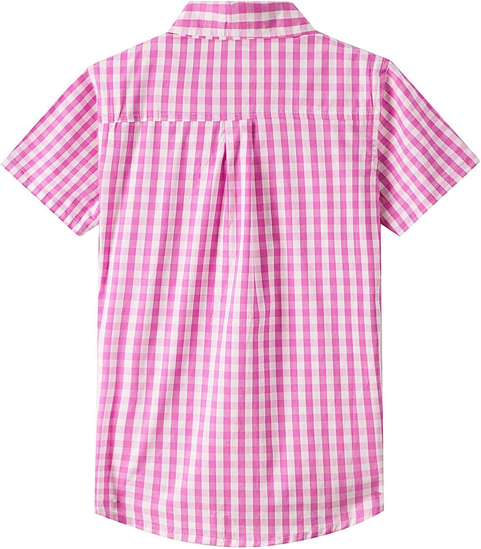 Spring&Gege Boys Cotton Dress Shirt Button Down Kids Short Sleeve Uniform Solid (2-14 Years) - Image 2