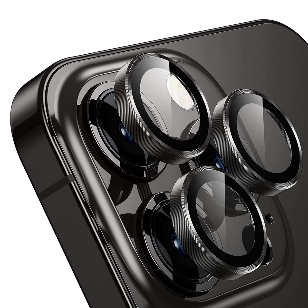BUFF LABS Buff iPhone 14 Pro Max / 14 Pro Screen Protector 9H Safir Cam Kamera Metal Lens Koruyucu Siyah, Buff Labs