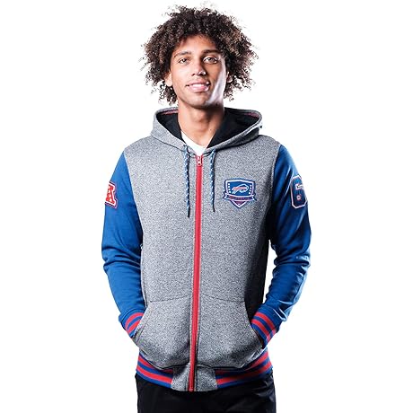 Ultra Game NFL Men's Super Soft Supreme Full Zip Varsity Hoodie Sweatshirt...