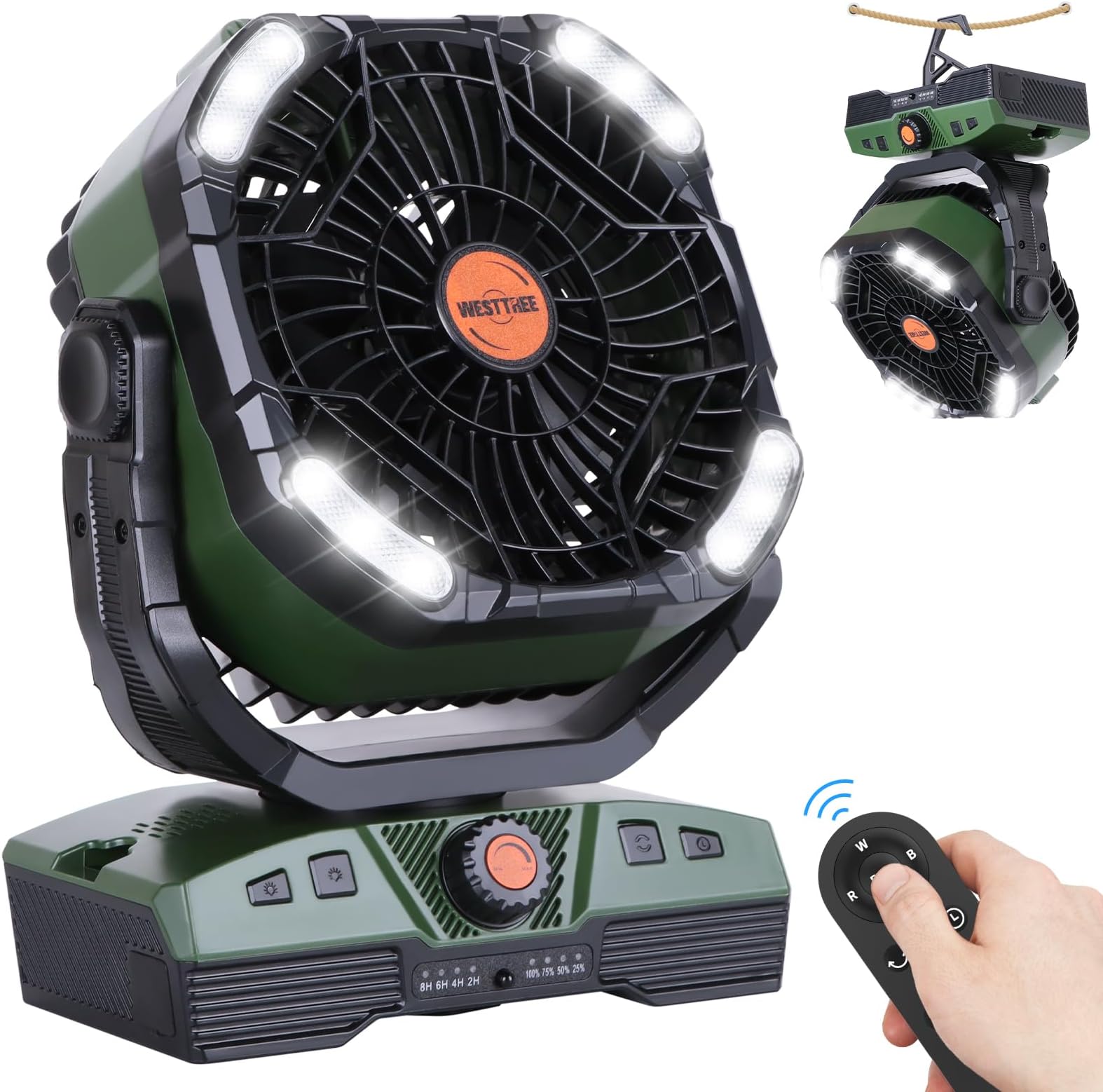Ventilador de emergencia portátil Solar RV con luz LED Temporizador de control r