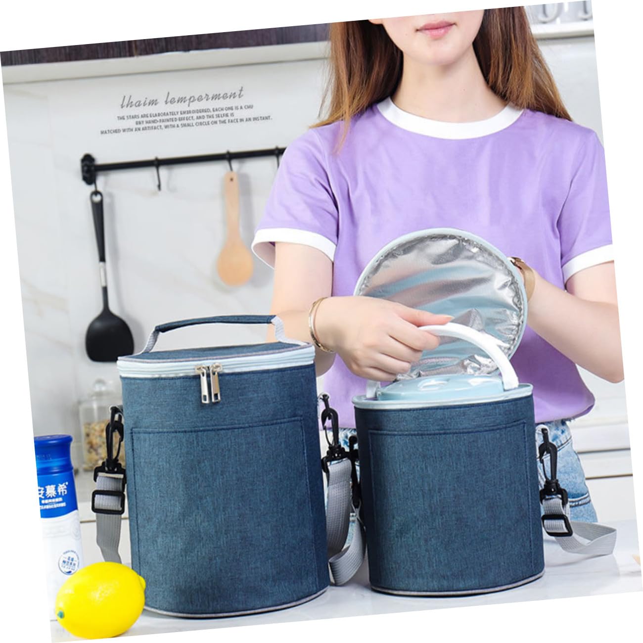HOMSFOU Thermotasche aus Oxford Gewebe mit Aluminiumfolie Kompakte Isoliertasche für Lebensmittel zum Camping und Mitnehmen