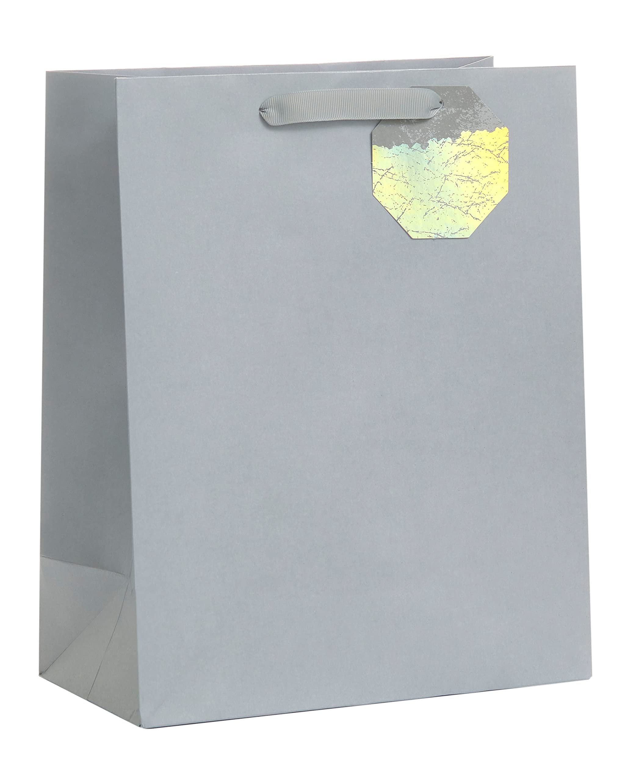 UK Greetings | Large Gift Bag for Him/Her/Friend | Party Bags for Presents | Birthdays/Weddings/Valentine's Day/Mother's Day | Silver Design | 33 x 26.7 x 13.7 cm