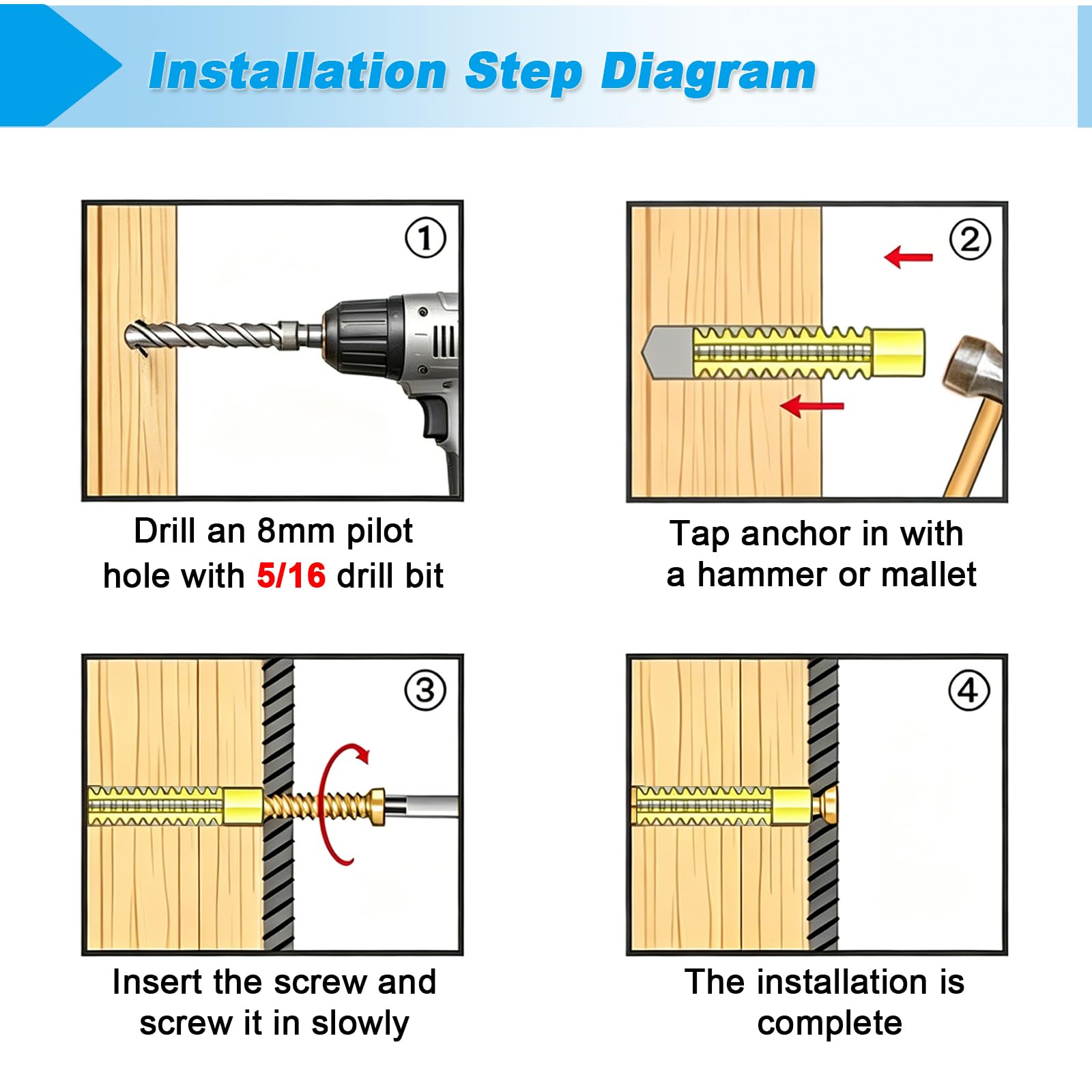Wall Anchors - Expansion Shield with Screws -4