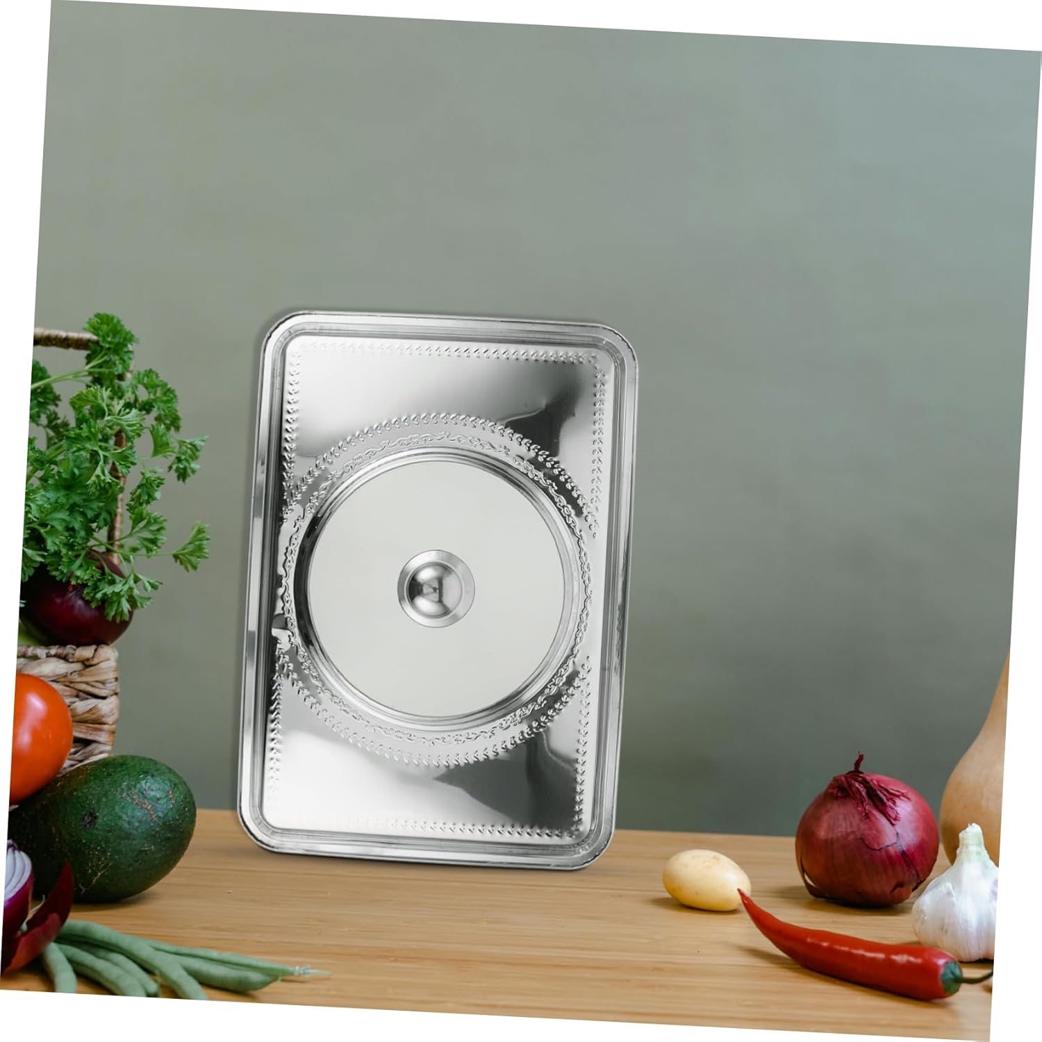 PRETYZOOM Stainless Steel Food Plate Lid Kitchen Cover for Seafood Pan for Buffets and Restaurants Features Stable Protection and Design