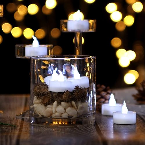 Miniatura 8 de AGPtEK Velas de té, paquete de 24 velas LED sin llama, funciona con pilas, velas sin parpadeo, de larga duración para boda, vacaciones, fiesta,