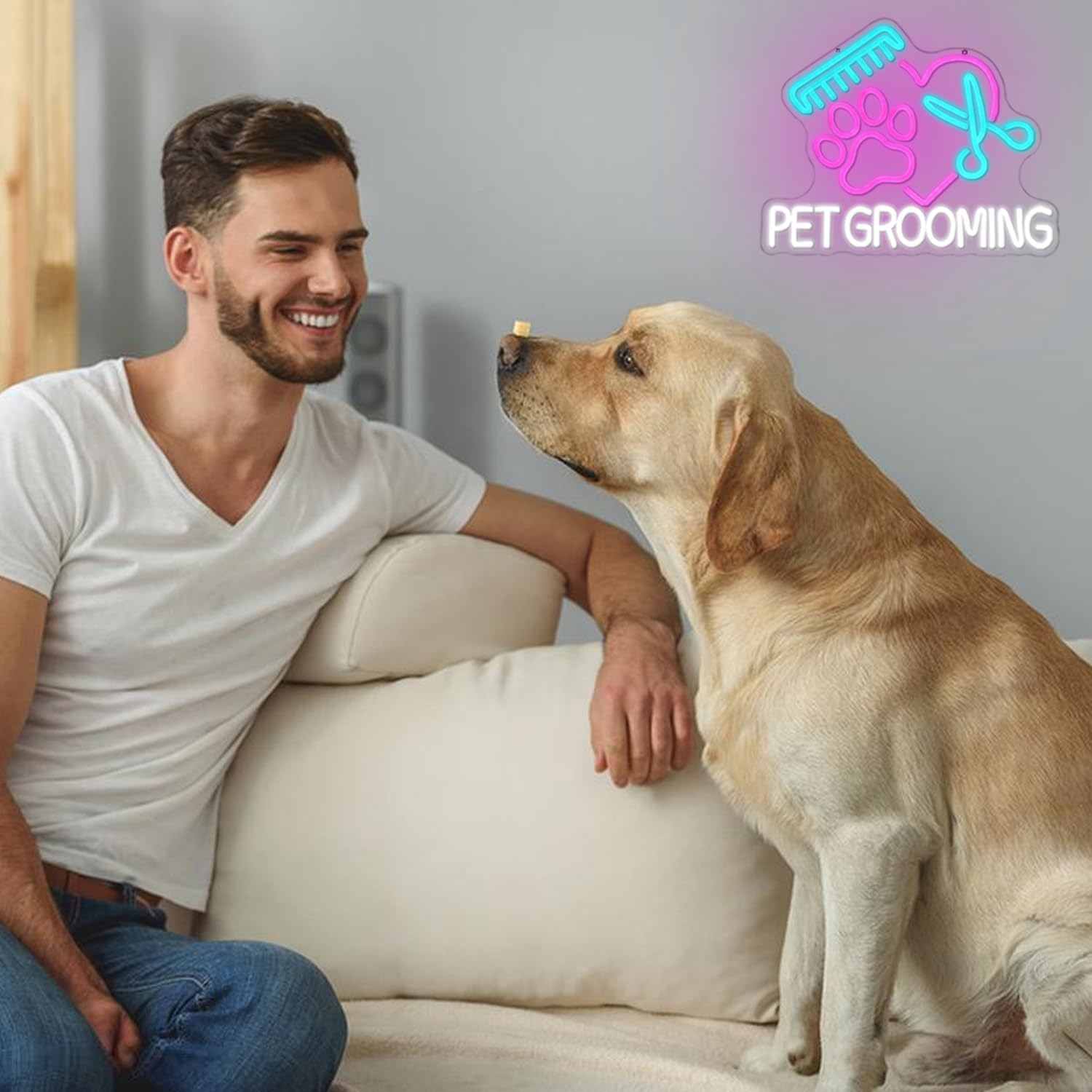 Pet Grooming Neon Sign for Wall Decor, Dimmable Paw Grooming Salon Neon Light, USB Powered Dog Grooming Led Light Up Open Sign for Pet Shop,Pet Hospital,Pet Salon Store Wall Art - Image 7