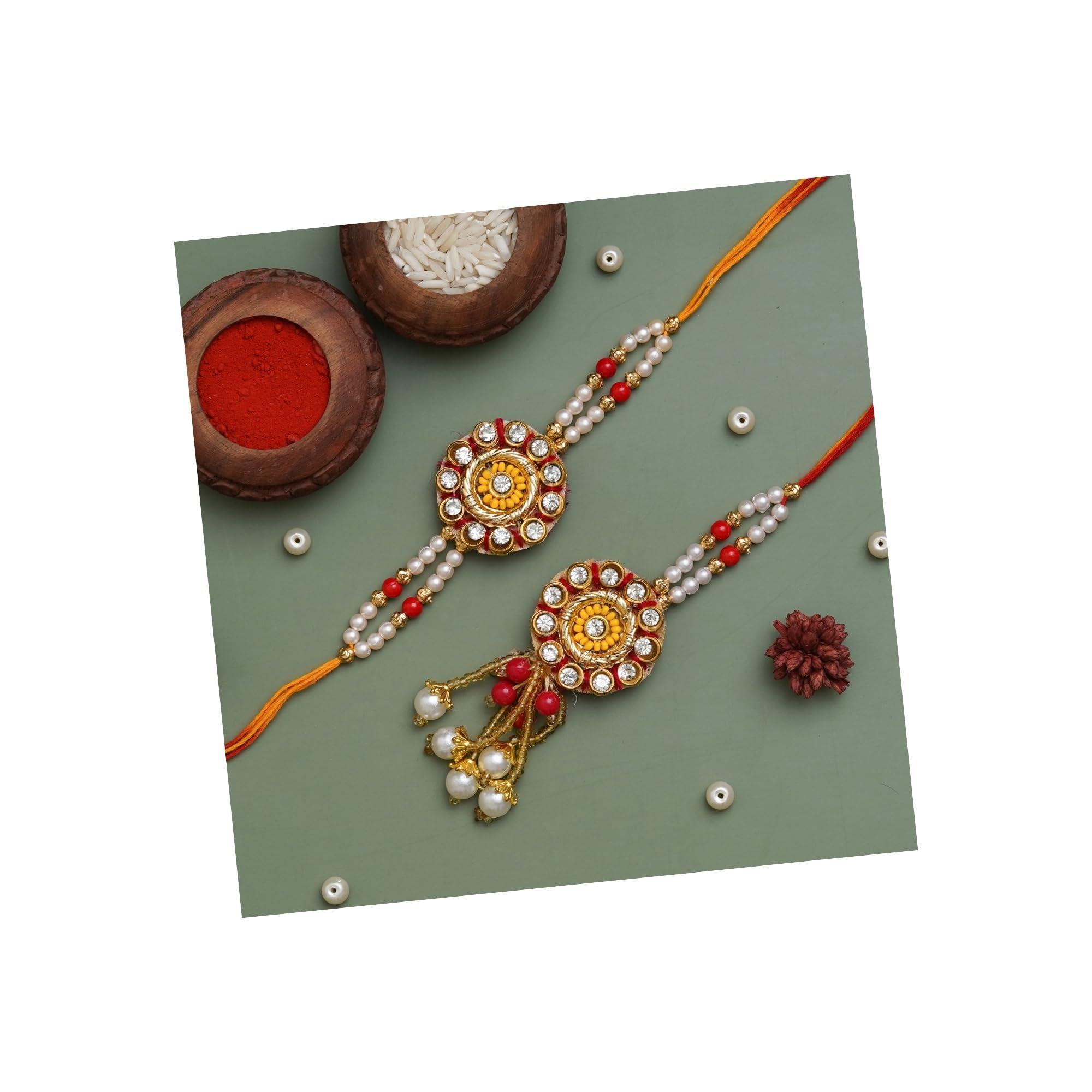 eCraftIndia Designer Bhaiya Bhabhi Rakhi Set with Roli Chawal Pack - Rakhi for Brother, Bhaiya, Bhai - Lumba Rakhi for Bhabhi, Sister (B0C8NKLTQG) Amazon Price History, Amazon Price Tracker