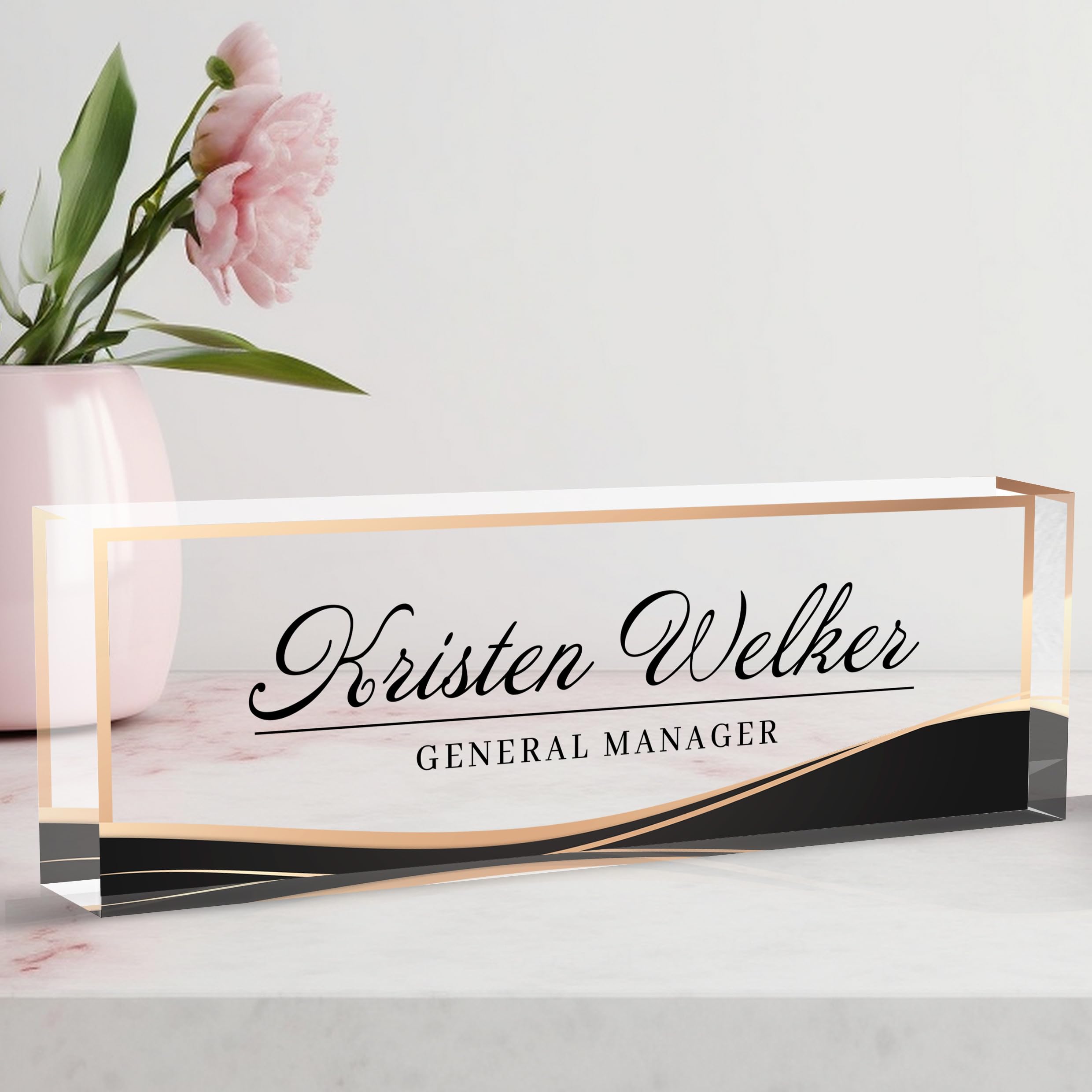 Acrylic Personalized Name Plate - Desk Decor for Women &amp; Men, Office Gifts for Boss, Manager, Teacher, Nurse