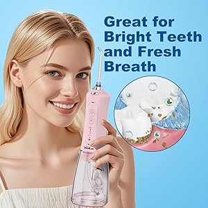 WellLeo Water Flossers for Teeth, 300ML Cordless Oral Irrigator Rechargeable Dental Flosser Picks with 5 Modes 5 Jet Tips,IPX7 Waterproof Teeth Cleaner for Braces Gum Care, Home Travel Use