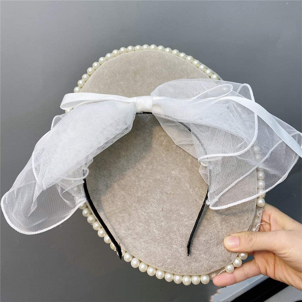 1 Pezzi Mesh Bow Headband Ladies Bridal Head Abch Tiara Romantic Ladies Wedding Hair Accessori Hairpin (Color : A)