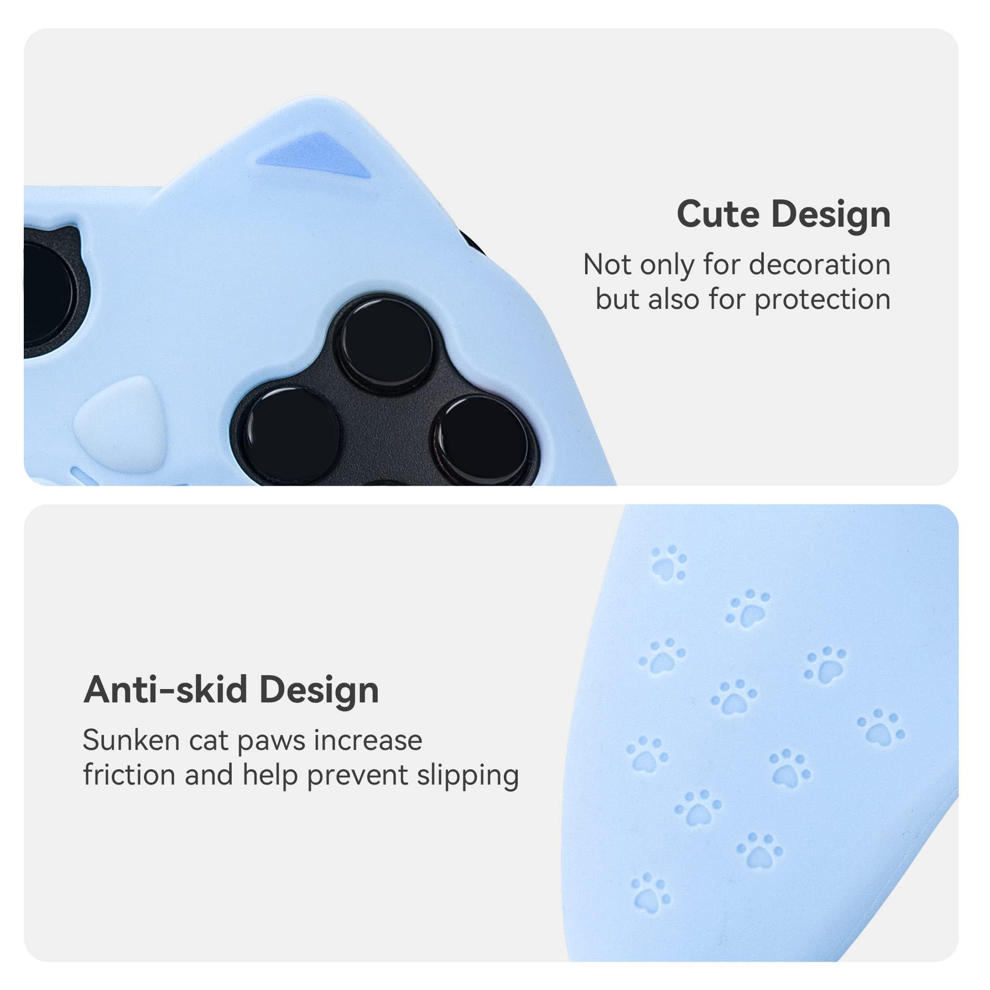 GeekShare Cat Paw Controller Skin per Xbox One, custodia in silicone antiscivolo, compatibile con controller Xbox One S/X con 2 cuscinetti Cat Paw, blu