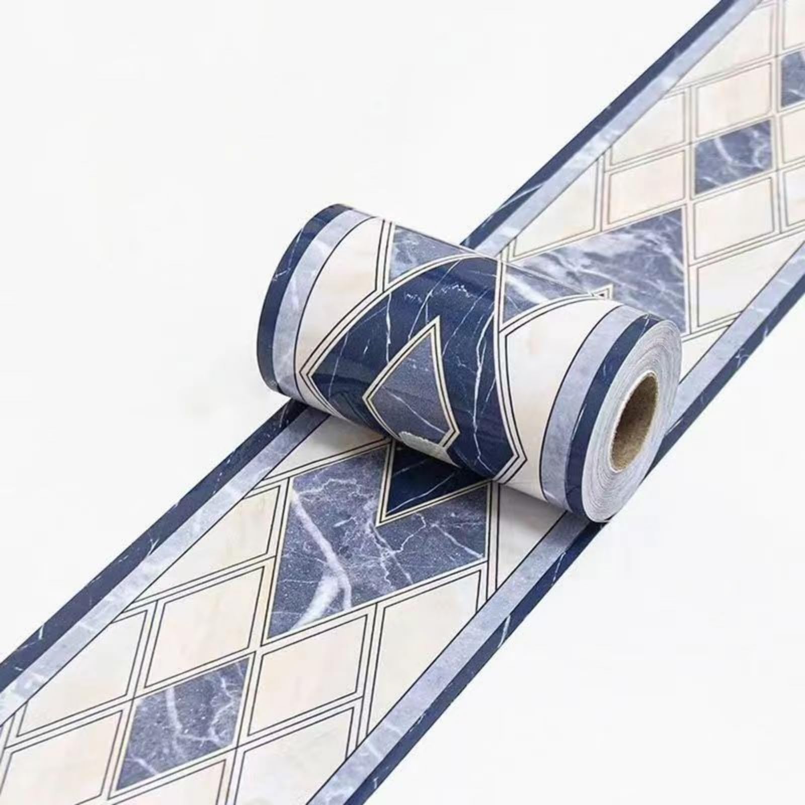 Visitryl Blue Modern Marble Blue Wallpaper Border Self Adhesive Wall Tiles Decorative, Peel And Stick Wall Border Bathroom Stickers 10Cm X 1000Cm