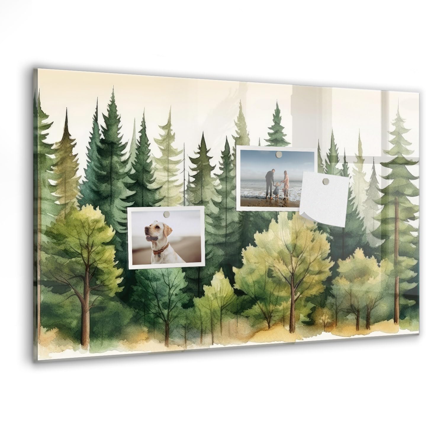 Magnetisches Glasboard mit Neodym-Magneten | Schreibtafel aus Sicherheitsglas | Magnetisch, beschreibbar & abwischbar | Für Büro, Schule & Homeoffice - 60x40cm Landschaftswald