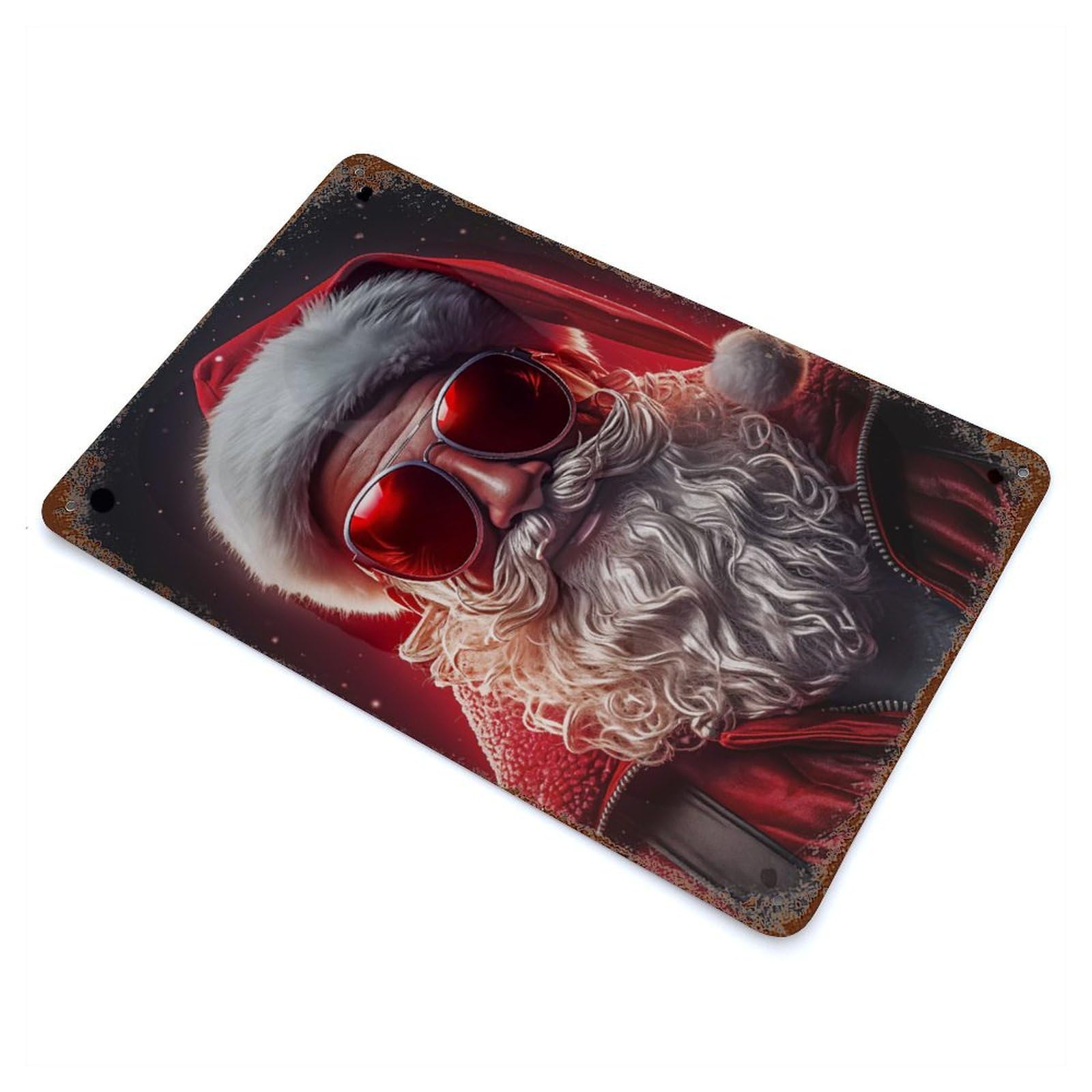 Decorative Tin Sign with The Mighty Santa Claus Design 11.8"x7.9", for Basement, Hobby Room And Garage Decor, Rustic Home Decor