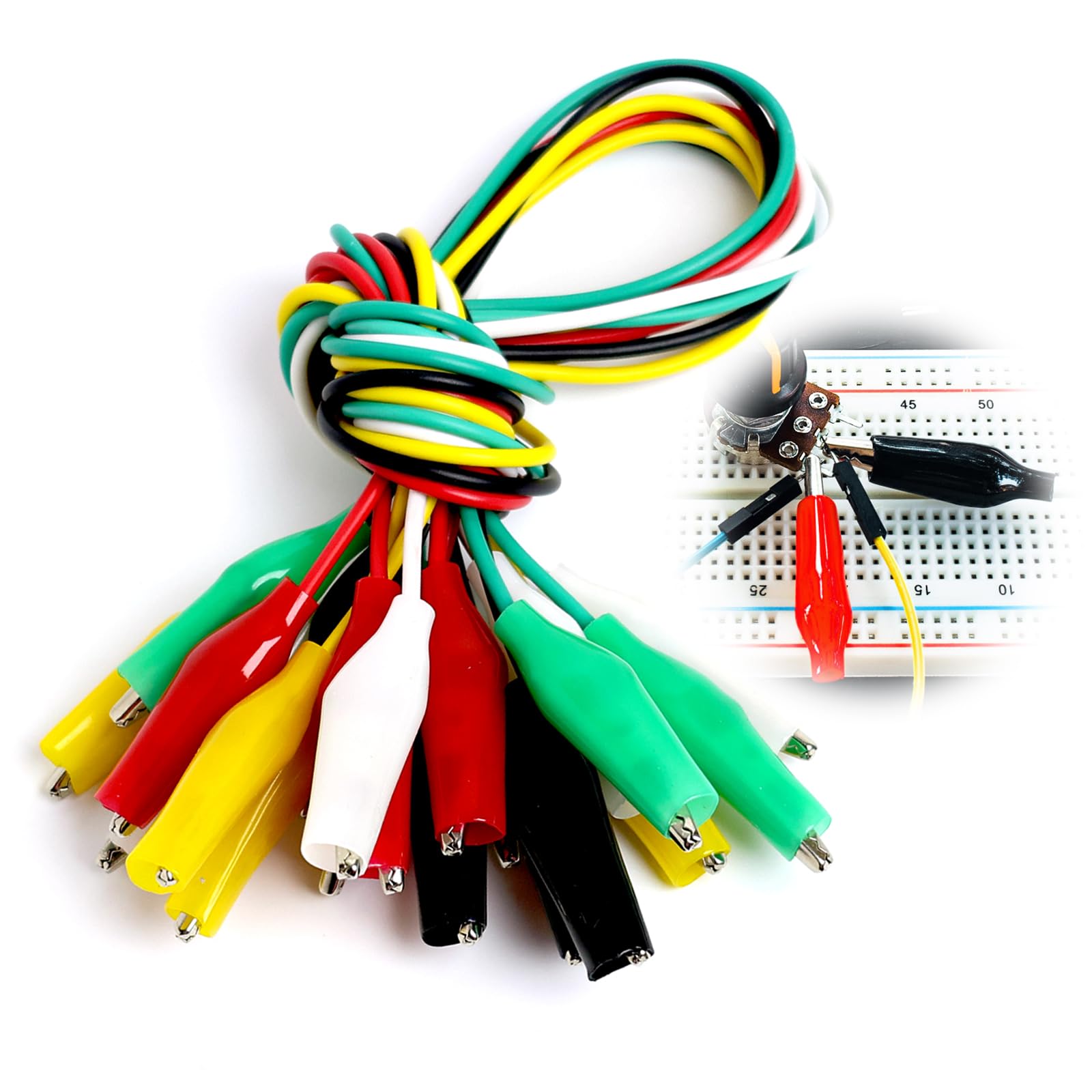 10 Cavi Con Pinze A Coccodrillo Per Test Elettrici - 50 Cm | Doppia Estremità | Multicolore - Foto 10
