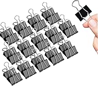Vista 25 de Pinzas para carpetas medianas, paquete de 144, 1-1/4 pulgadas, negras, estándar de 32 mm, capacidad de 0.6 pulgadas, clips de papel de metal, clips