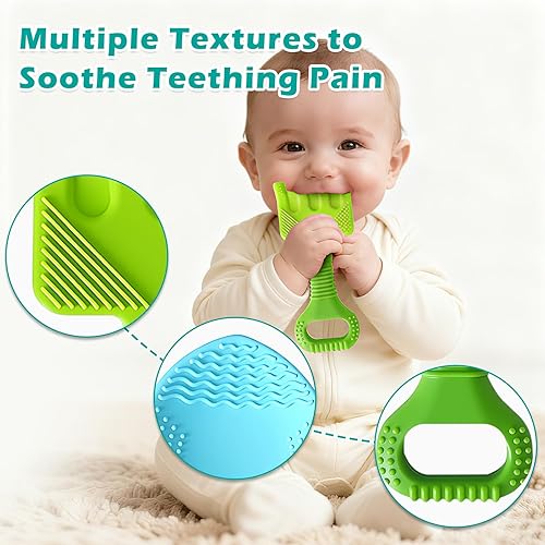 Miniatura 3 de Herramienta de jardinería juguetes de dentición para bebés, mordedores de silicona con pala y rastrillo para bebés de 3 a 12 meses, juguetes