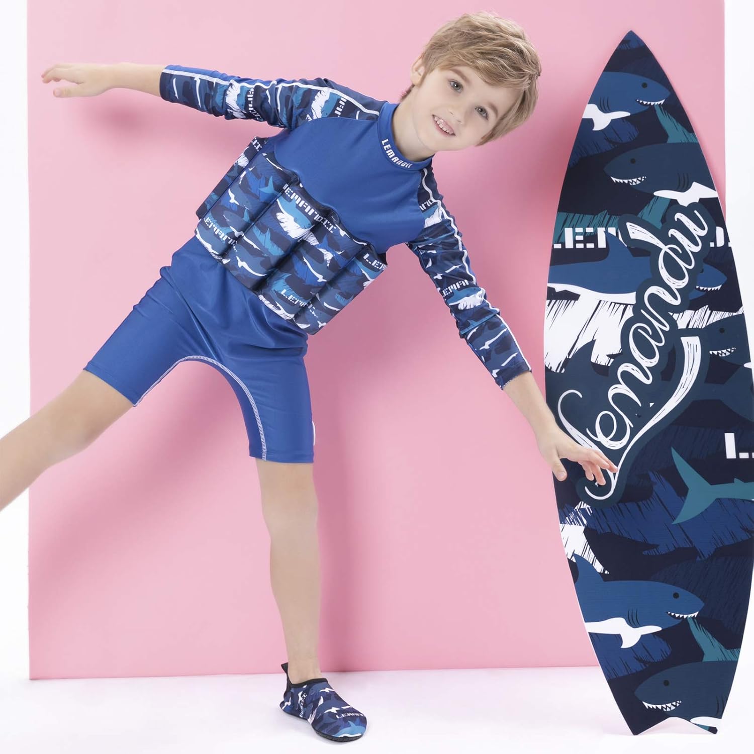 One-Piece Toddler Swimsuit for Boys Girls Float Suit with UPF 50+ Sun Protection Long Sleeves Swim Vest with Buoyancy Bars Baby Floating Swimwear Quick Dry Bathing Suits for 1-12 Years Kids