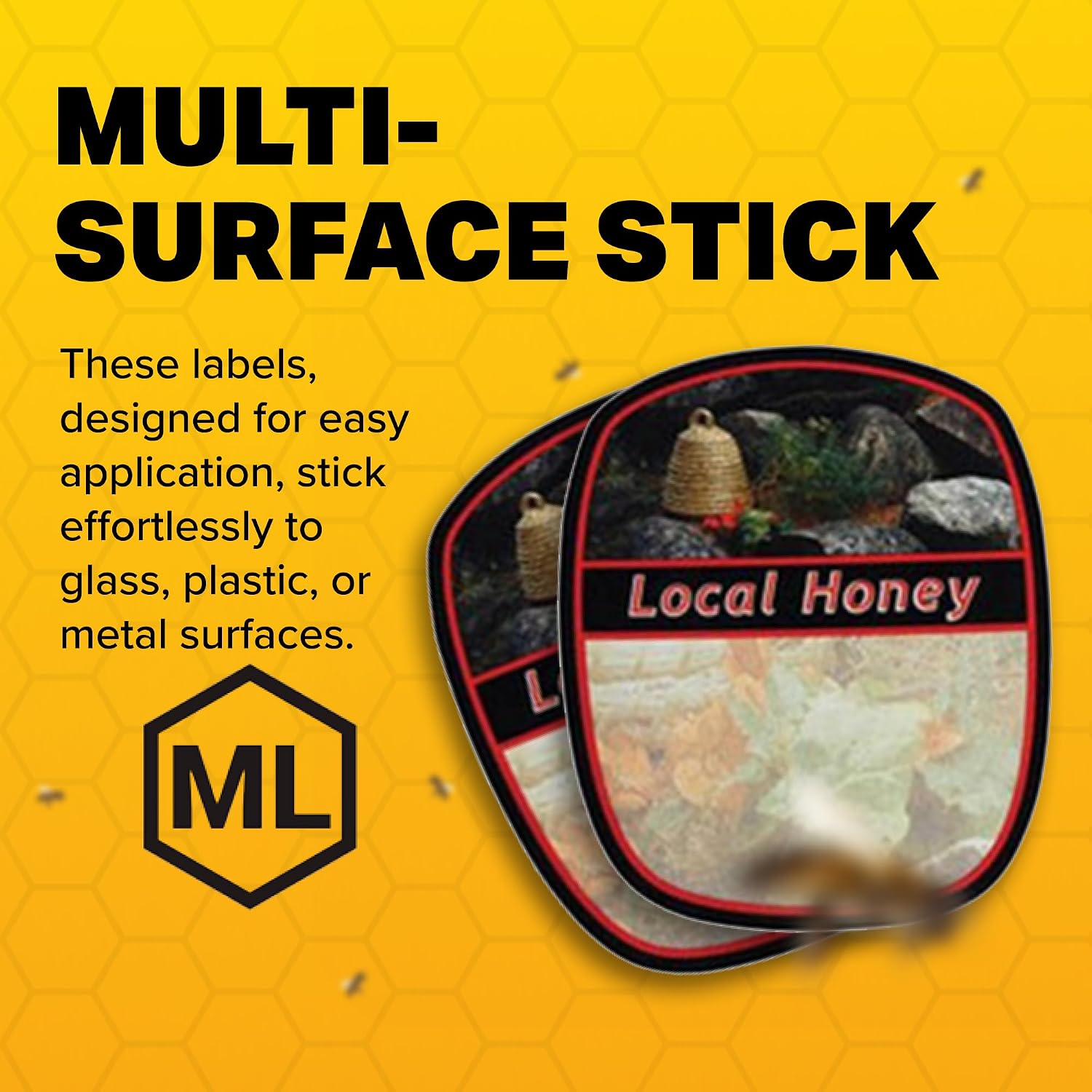 Mann Lake Customizable Garden Skep Honey Labels, for 1.5 Lb Bear-Shaped Honey Bottles, Self-Adhesive, Easy-to-Apply, Multi-Surface Applicable, Roll of 250 (2" x 2-3/8")