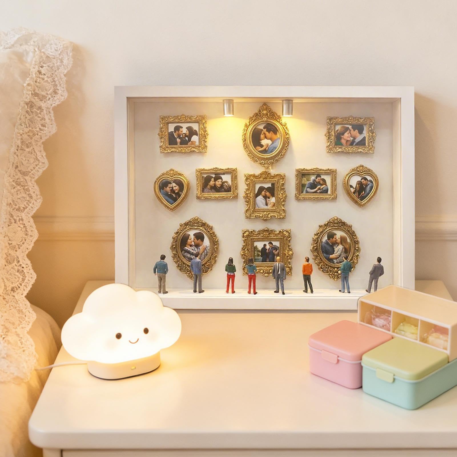 Museum Of Us Cornice - Scatola Fai Da Te Con Silhouette E Illuminazione A LED | Cornice Profonda Per Esporre Foto E Mini Statuine, Regalo Significativo Per Fidanzati, Casa, Ufficio E Decor Scrivania