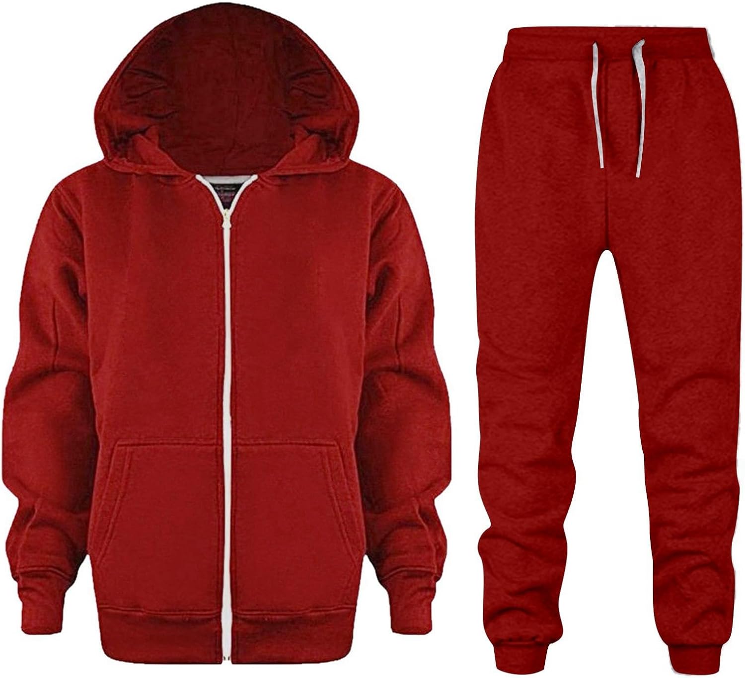 Boys Girls' Jogger Set - 2 Piece Fleece Zip Up Hooded Sweatshirt and Sweatpants Solid Activewear Kids Clothes Set (3-11Y)