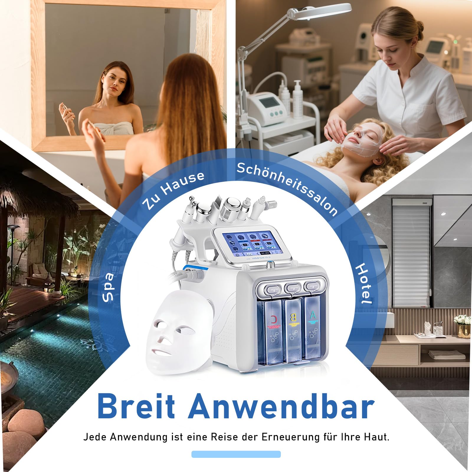 7 in 1 Gesichts-Wasserstoff-Sauerstoff-Schönheitsmaschine mit Maske, Multifunktions-Gesichtspflegegerät, Faltenreduzierung & Hydratation, At-Home Spa-Behandlung