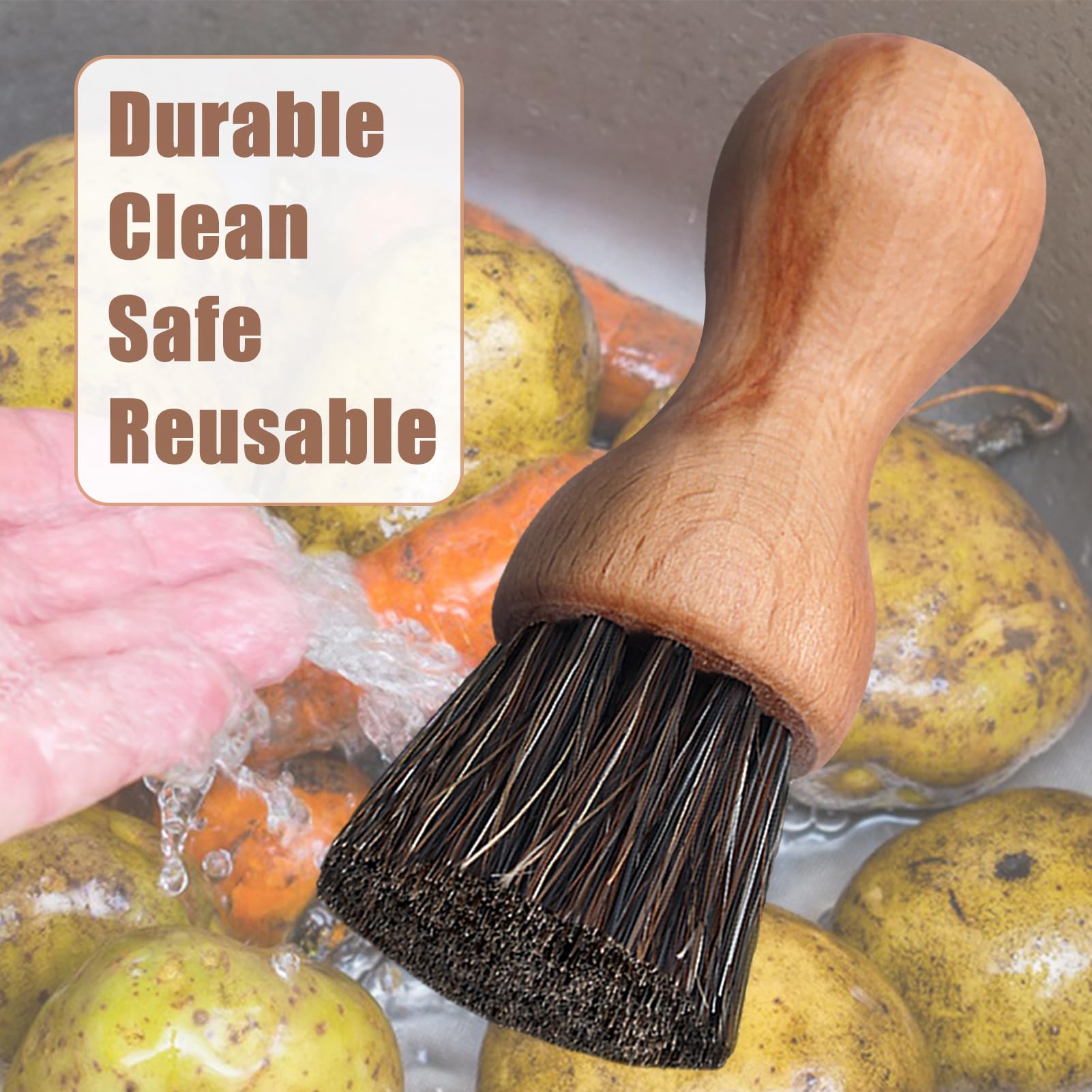1 PC Cepillo de champiñones de Madera para Limpiar Hongos y Verduras,Cocina de Setas,Fregar Platos de Cocina para Utensilios,Cepillo de Limpieza Sostenible