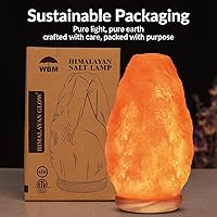 Vista 9 de WBM Salt Lamp - USB Himalayan Salt Lamp with Touch Dimmer Control, Natural Pink Crystal, 5-7 lbs, Wooden Base, LED Bulb, Room Decor, Home Decor