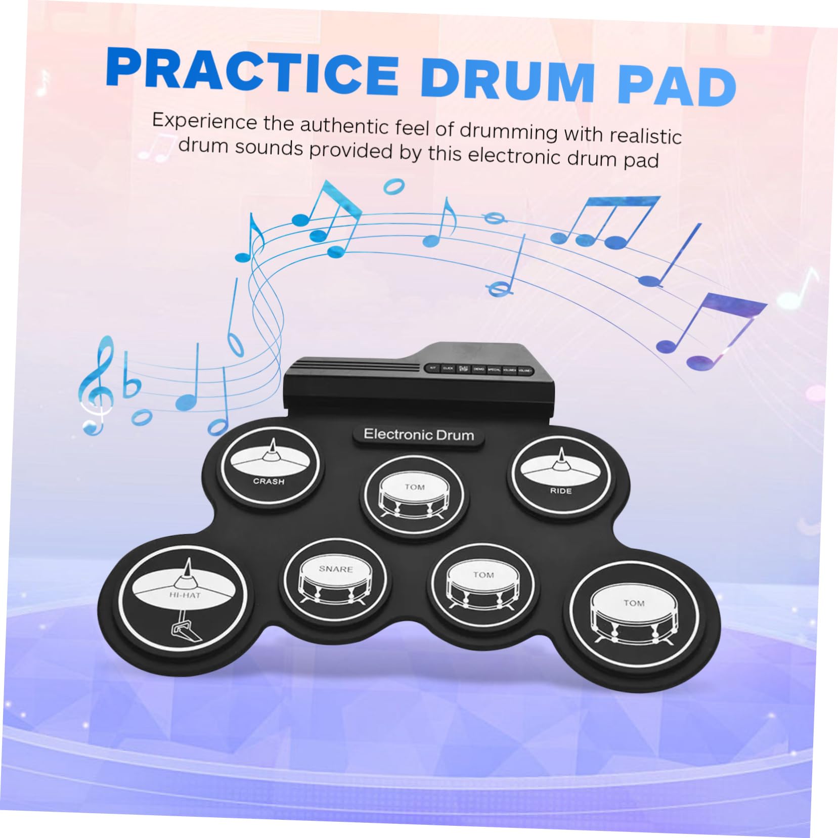Abaodam Elektronisches Schlagzeug Rolle Up Drum Satz für Anfänger mit Leichtem Silikon und Abs Material Tragbares USB Digital Drum Pad zum Üben Zuhause
