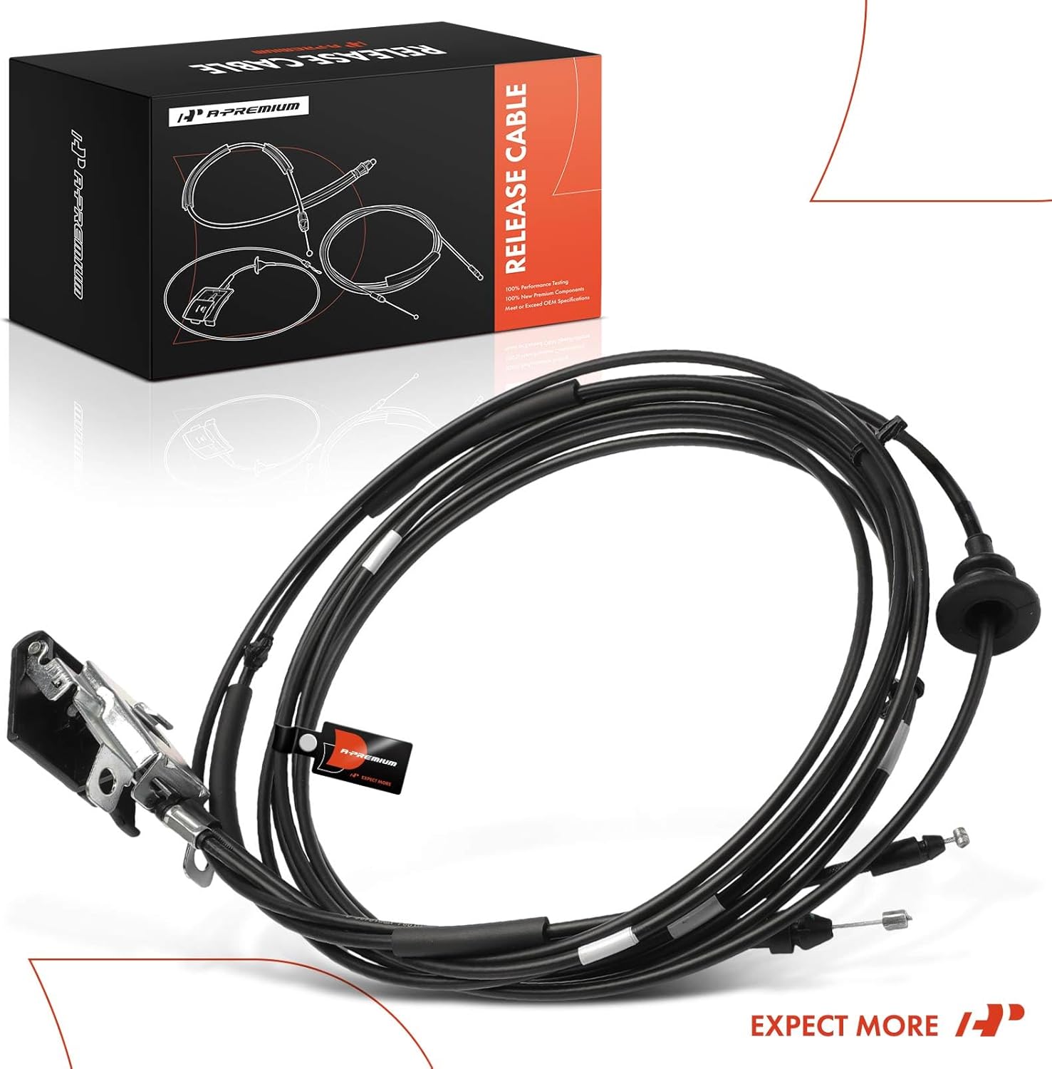 A-Premium Front Hood Latch Release Cable with Handle Compatible with Nissan Altima 2013 2014 2015 2016 2017, 161 and 77.5 Inch, 2-PC Set