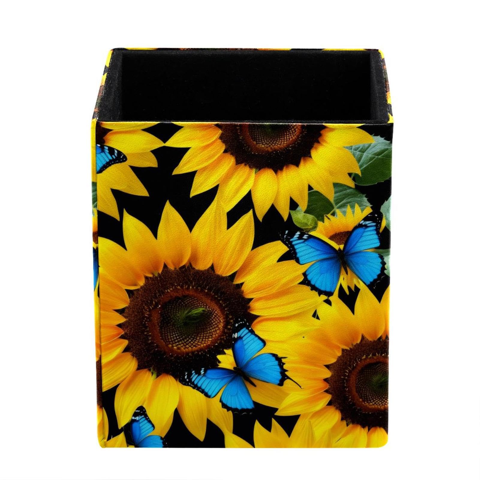 FWJZDSP Pen Pencil Holder for Desk, Butterflies Sunflower Desk Pen Organizer Desktop Supplies and Accessories for Women Girls, Pen Cup Pencil Caddy for Office Home Art Supply
