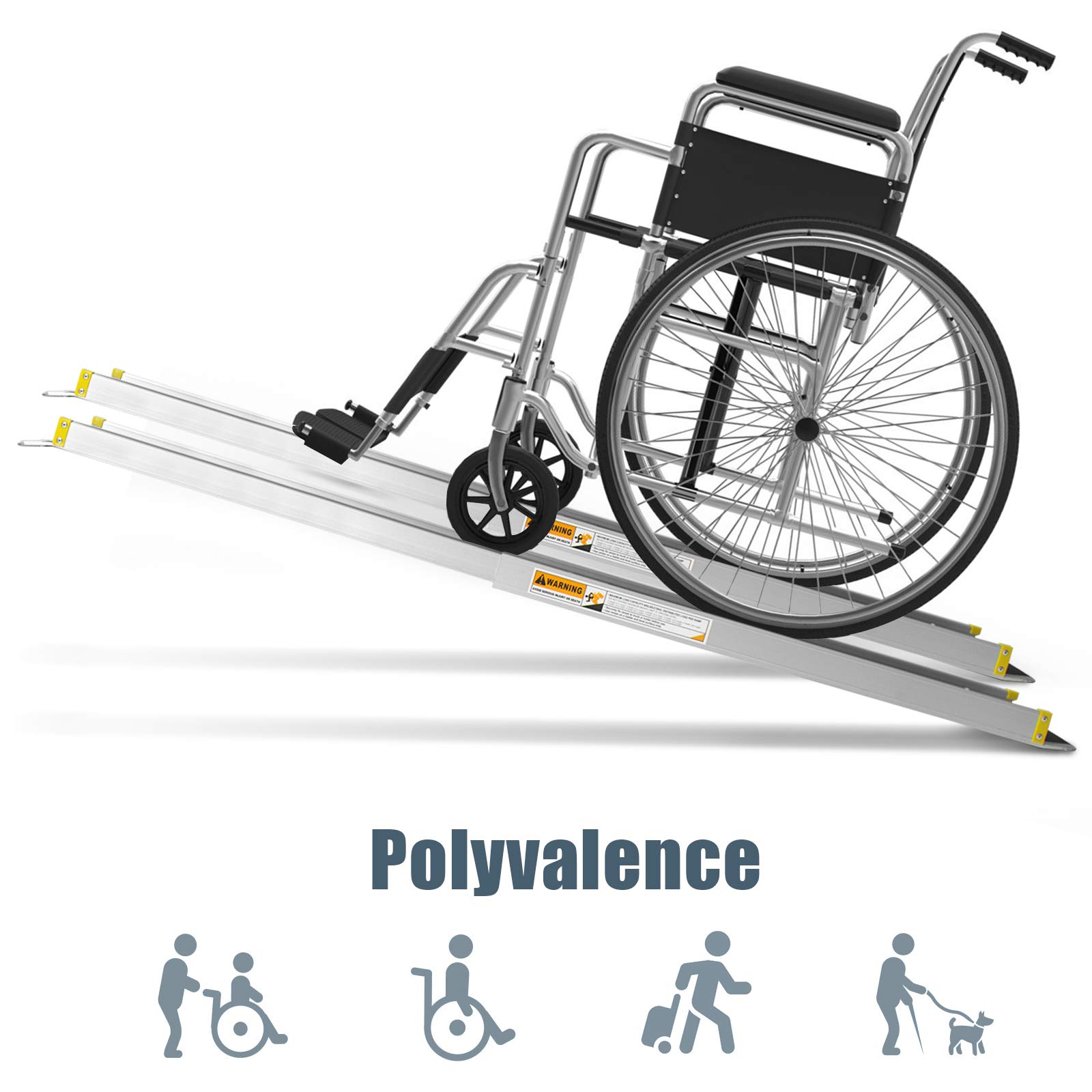 GOPLUS 2 Rampes de Chargement de Voiture Non-glissantes en Aluminium, Rampes de Fauteuil Roulant Portatives Téléscopiques Antidérapante, Longueur Ajustable à 3 Niveaux, Charge 270KG (121,5-213,5x19cm)