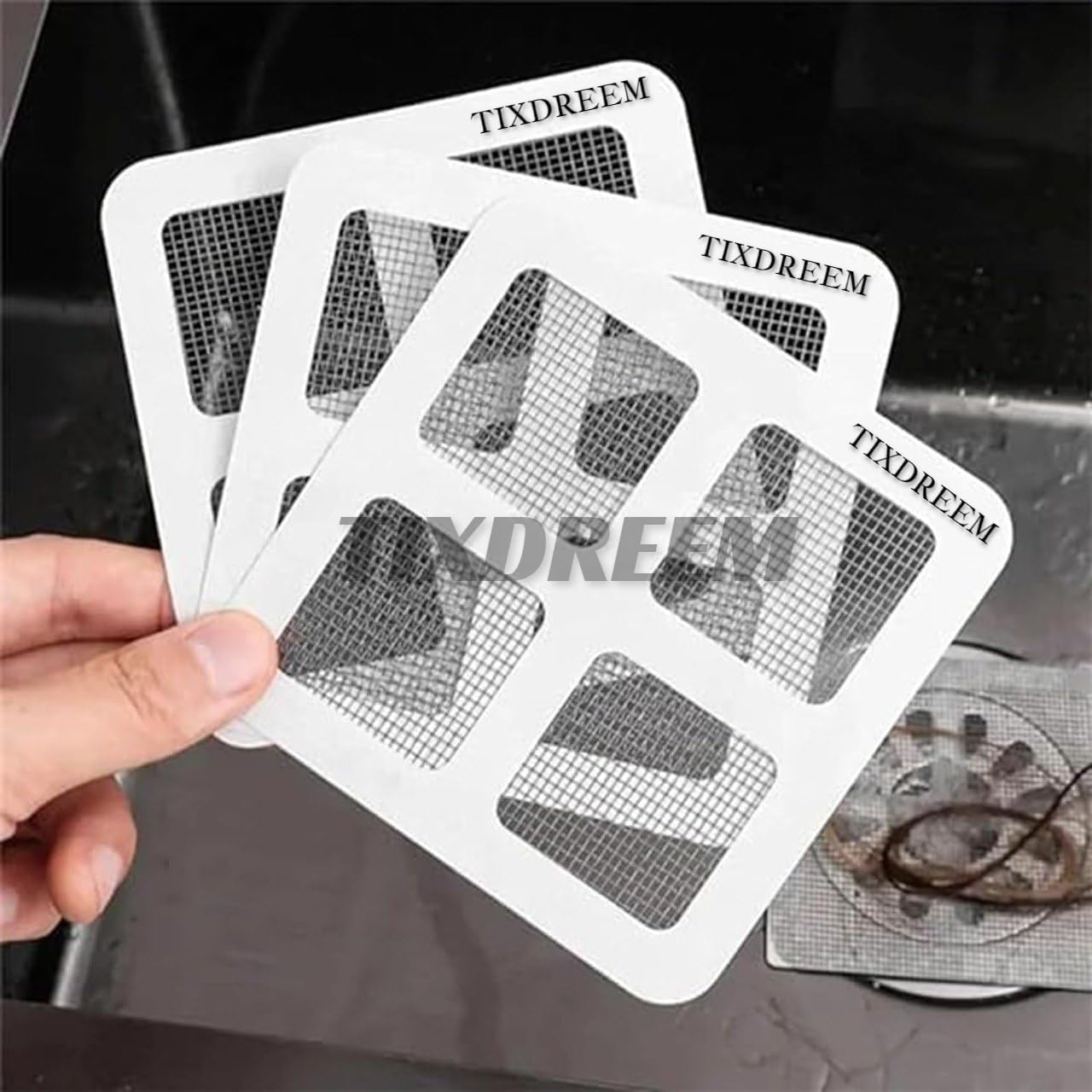 TIXDREEM Shower Drain Hair Catchers - Self-Adhesive Hair Catcher for Shower, Disposable Shower Drain Cover | Hair Catcher Mesh Stickers for Bathroom, Apartment Essentials for Kitchen, Sink (5) (B0D1XSGY1L) Amazon Price History, Amazon Price Tracker
