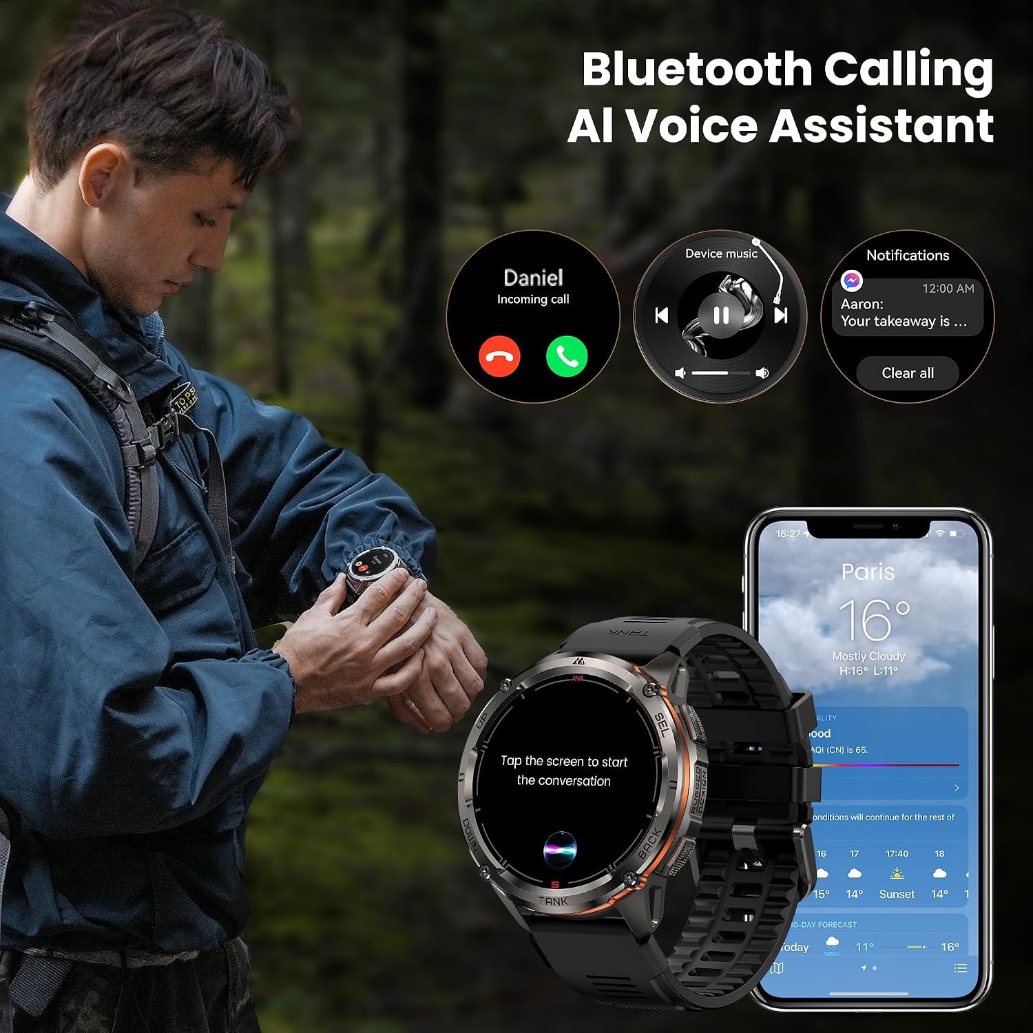KOSPET Tank T3 Ultra 2 Montre Connectée Homme avec GPS et Appel Bluetooth (T3U2)