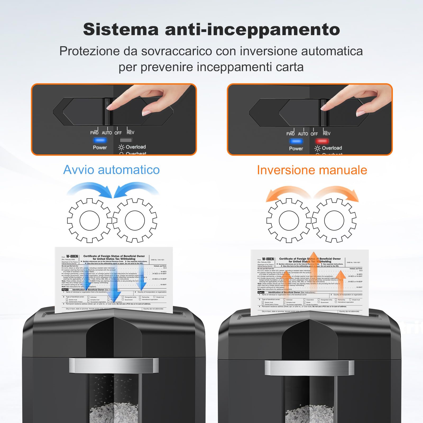 Bonsaii distruggidocumenti professionale 12 Fogli, Taglio a Micro Frammenti con Funzione Distruggi Carte di Credito/CD, per Casa e Ufficio, con ruote e Cestino da 16 litri (C266-B)