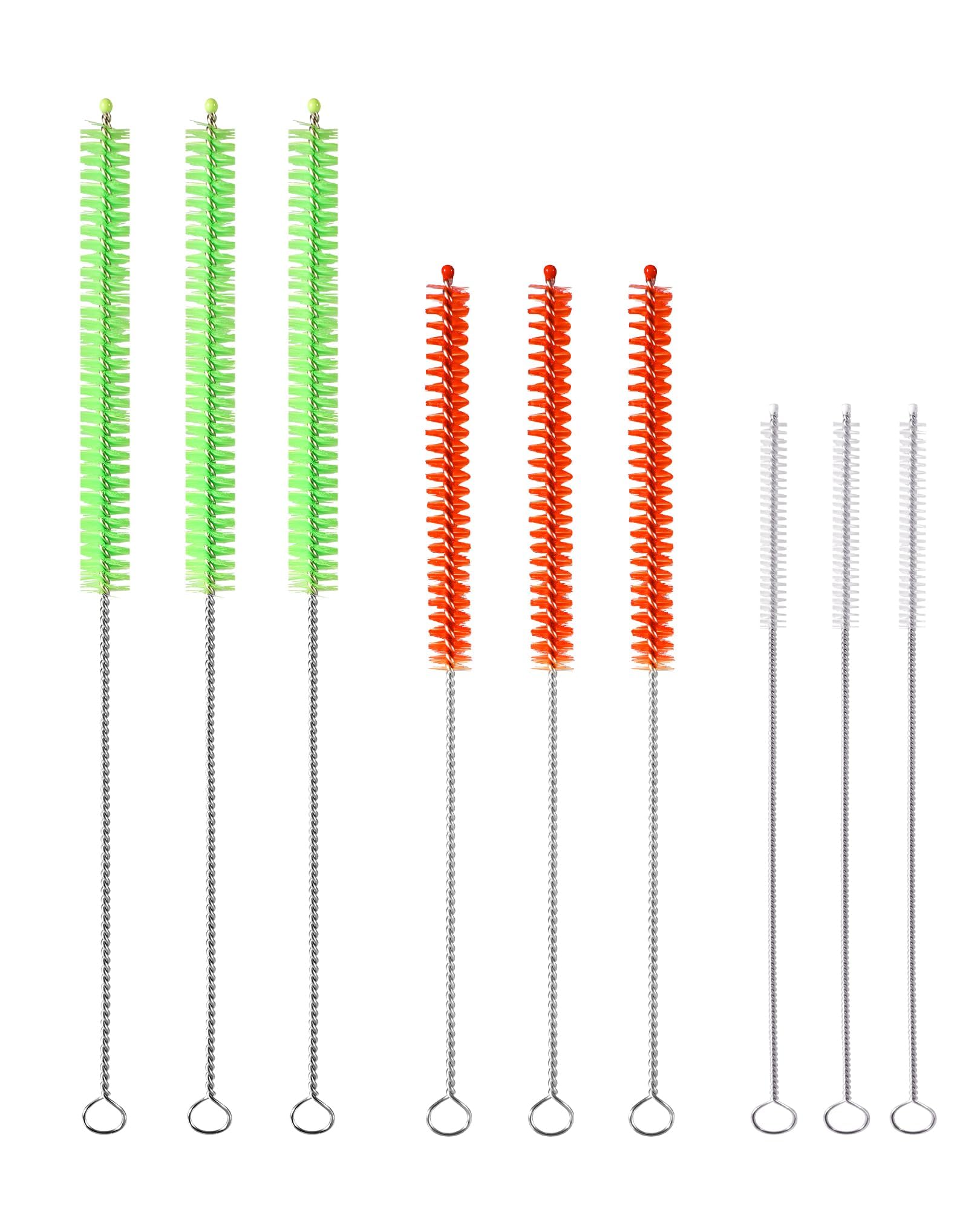 9PCS Reusable Long Colored Straw Cleaner Brush Set 12 Bendable Capable of Cleaning Various Metal Silicone Plastic Bamboo