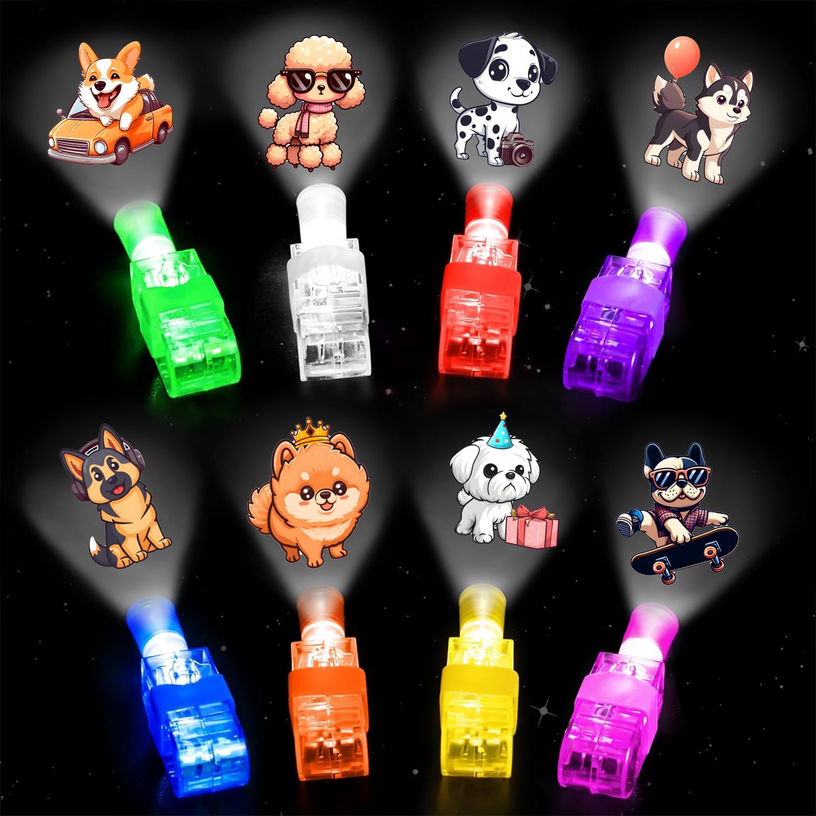 32PCS Dog LED Finger Lights Dog Party Favors for Kids Boys Girls Birthday Goodie Bags Stuffers Dog Party Classroom Prizes Pinata Goodie Bag Stuffers Gifts