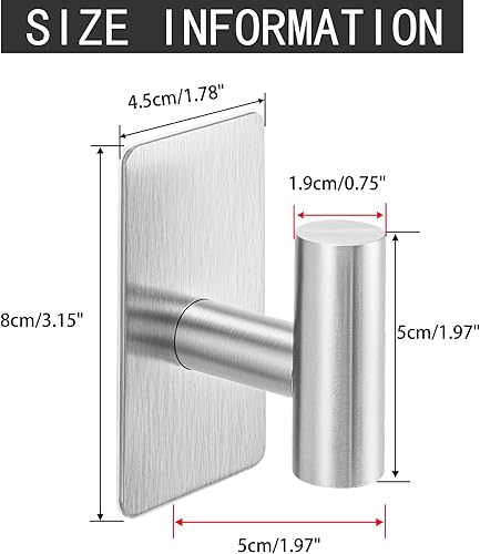 Miniatura 7 de Nolimas Ganchos adhesivos para toallas, ganchos de pared resistentes, ganchos de toalla para baños, ganchos adhesivos de acero inoxidable SUS304,