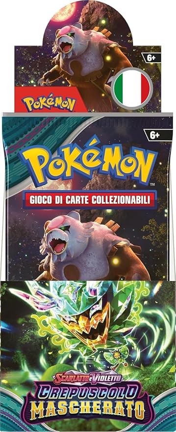 Espositore di buste dell’espansione Scarlatto e Violetto - Crepuscolo Mascherato del GCC Pokémon (18 buste), edizione in italiano. Esclusiva Amazon