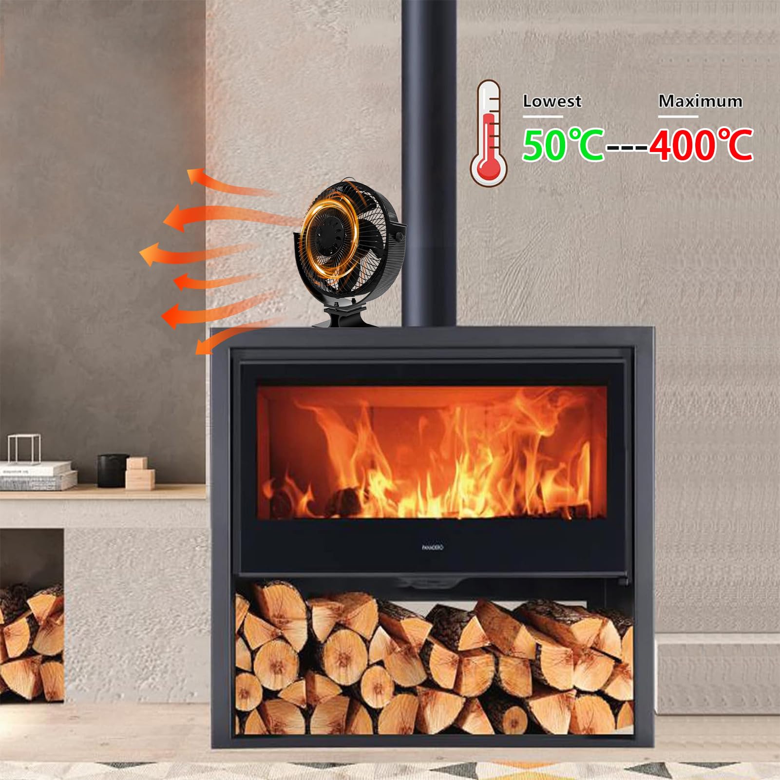 Ventilatore Per Stufa A Legna Silenzioso Termoelettrico Senza Batterie | Ventola per stufe a legna con rotazione 360 gradi alimentata dal calore Circola Aria Calda Per Casa, Hotel, Ristorante E